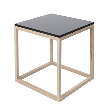 Cube Sidobord Medium Marmor - ek/svart