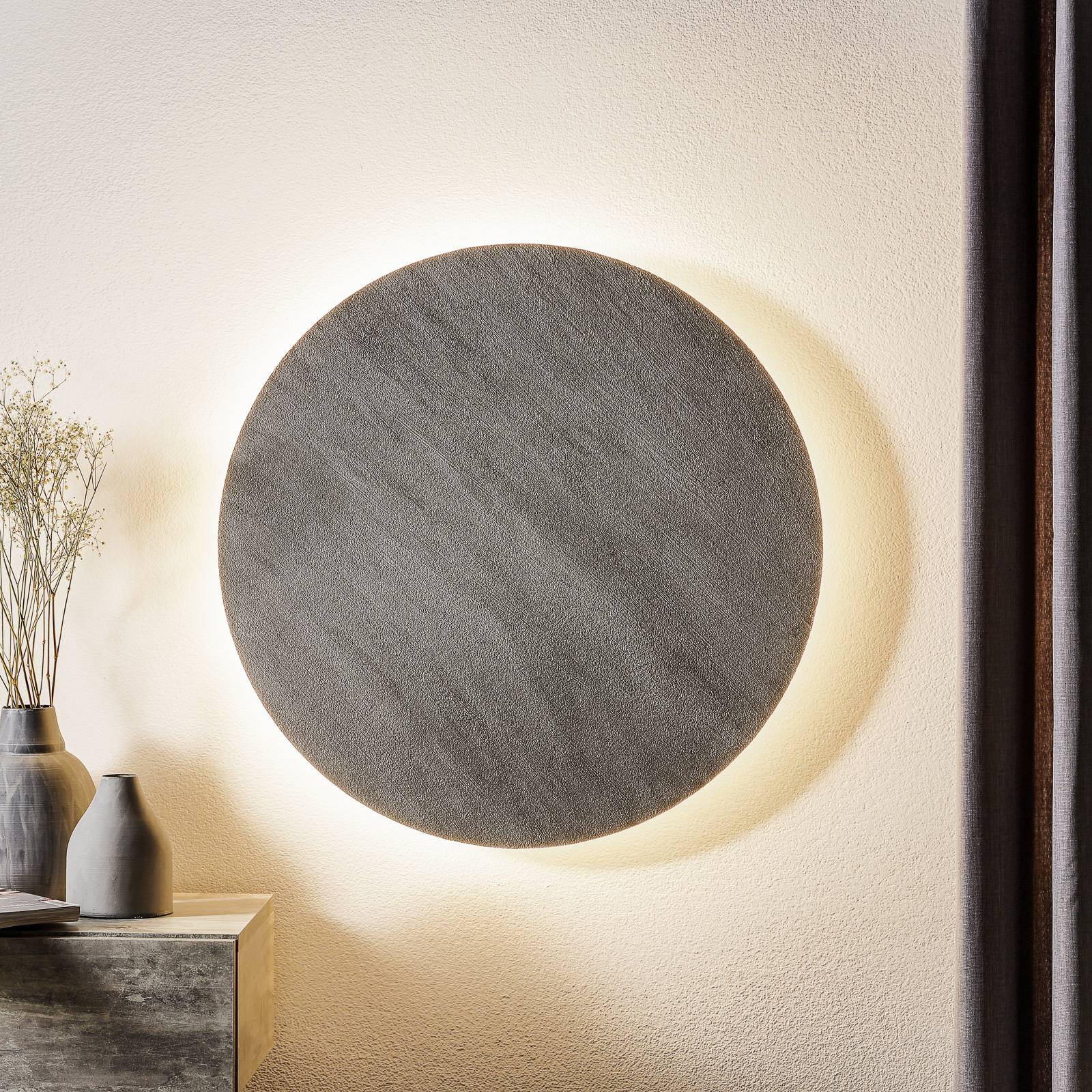 Escale Blade LED-vägglampa, betongoptik, Ø 59 cm