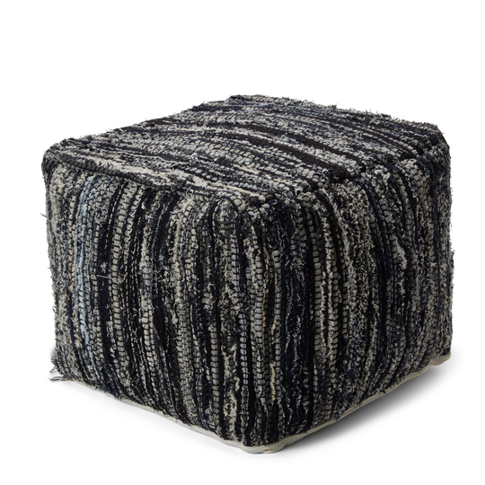 Sittpuff Not Wasted 40x40cm Återvunnen Denim Blå