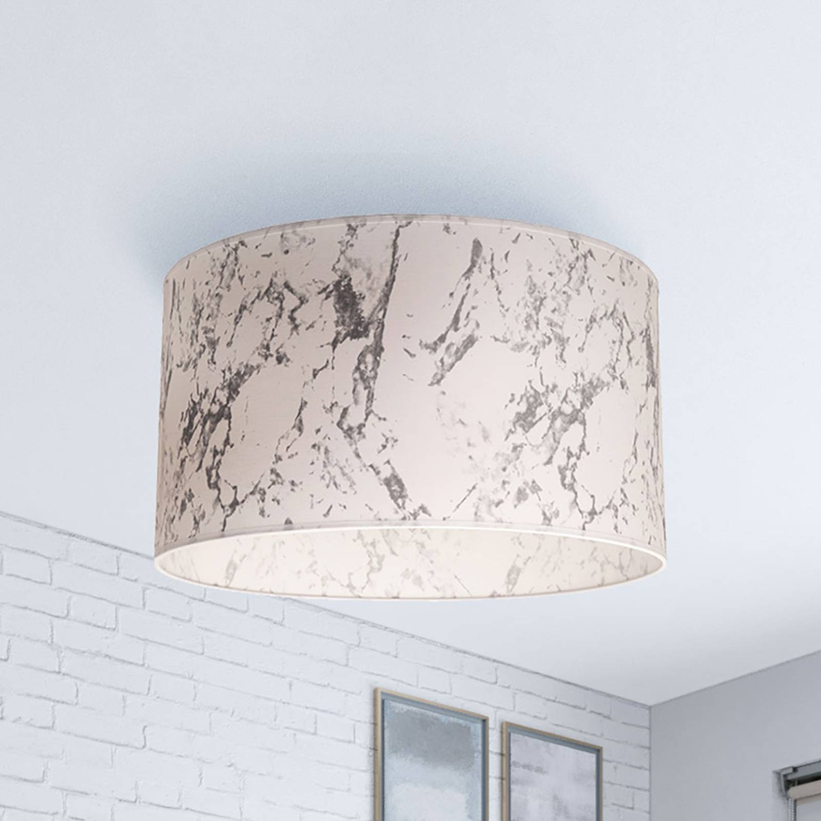 Taklampa Marble, vit marmorerad