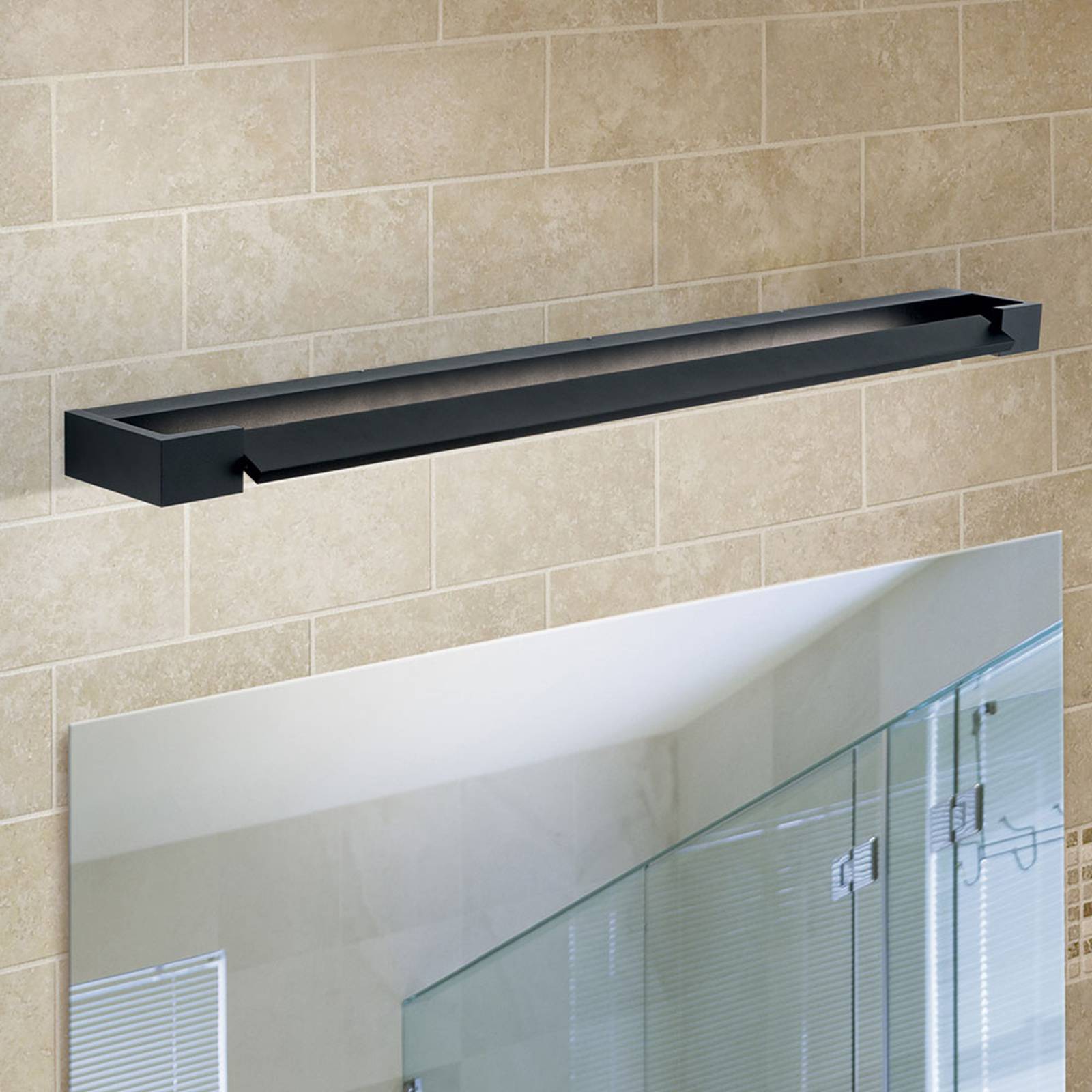 LED-spegellampa Zandor i svart, bredd 90 cm