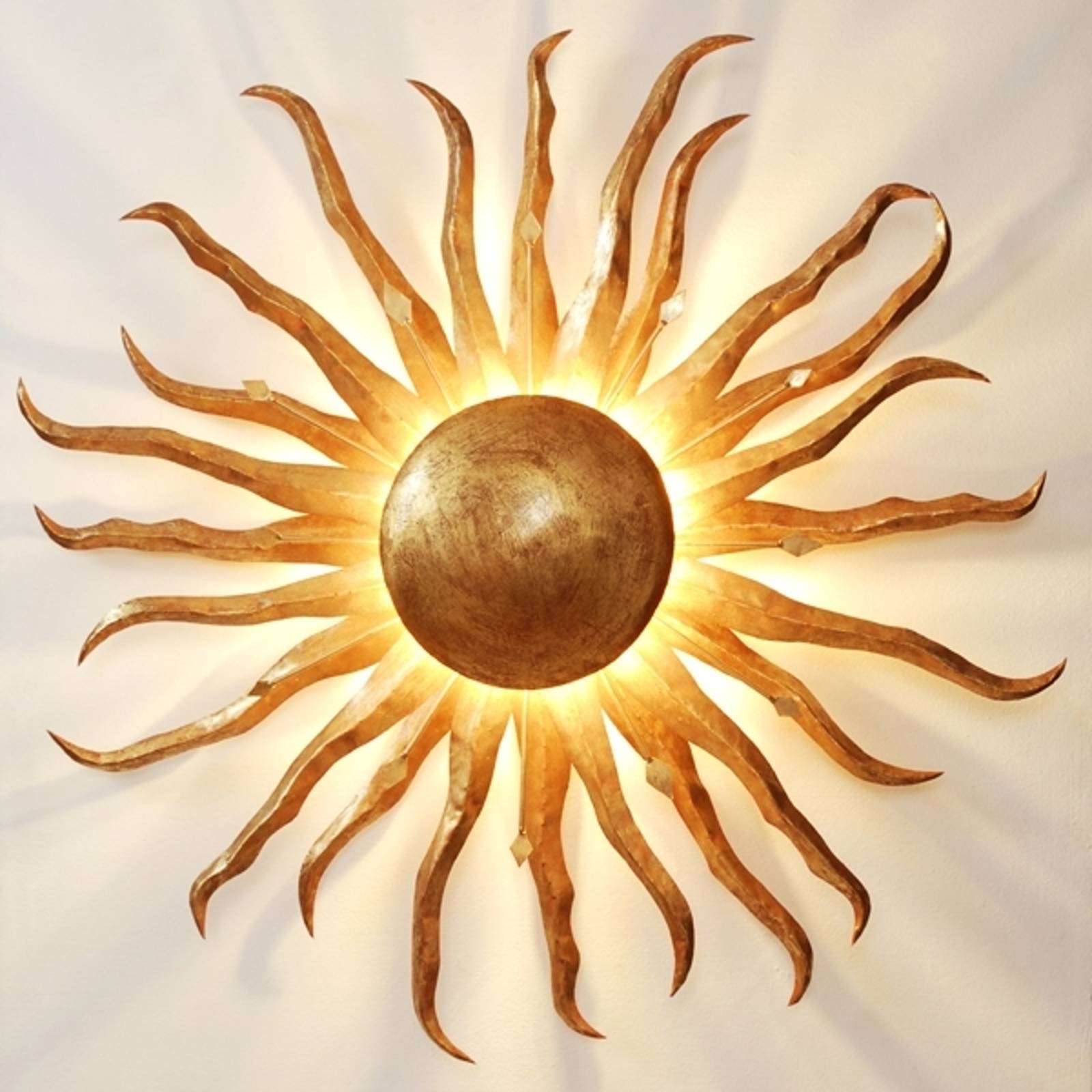 Förtrollande vägglampa Sonne Gold Ø 70 cm