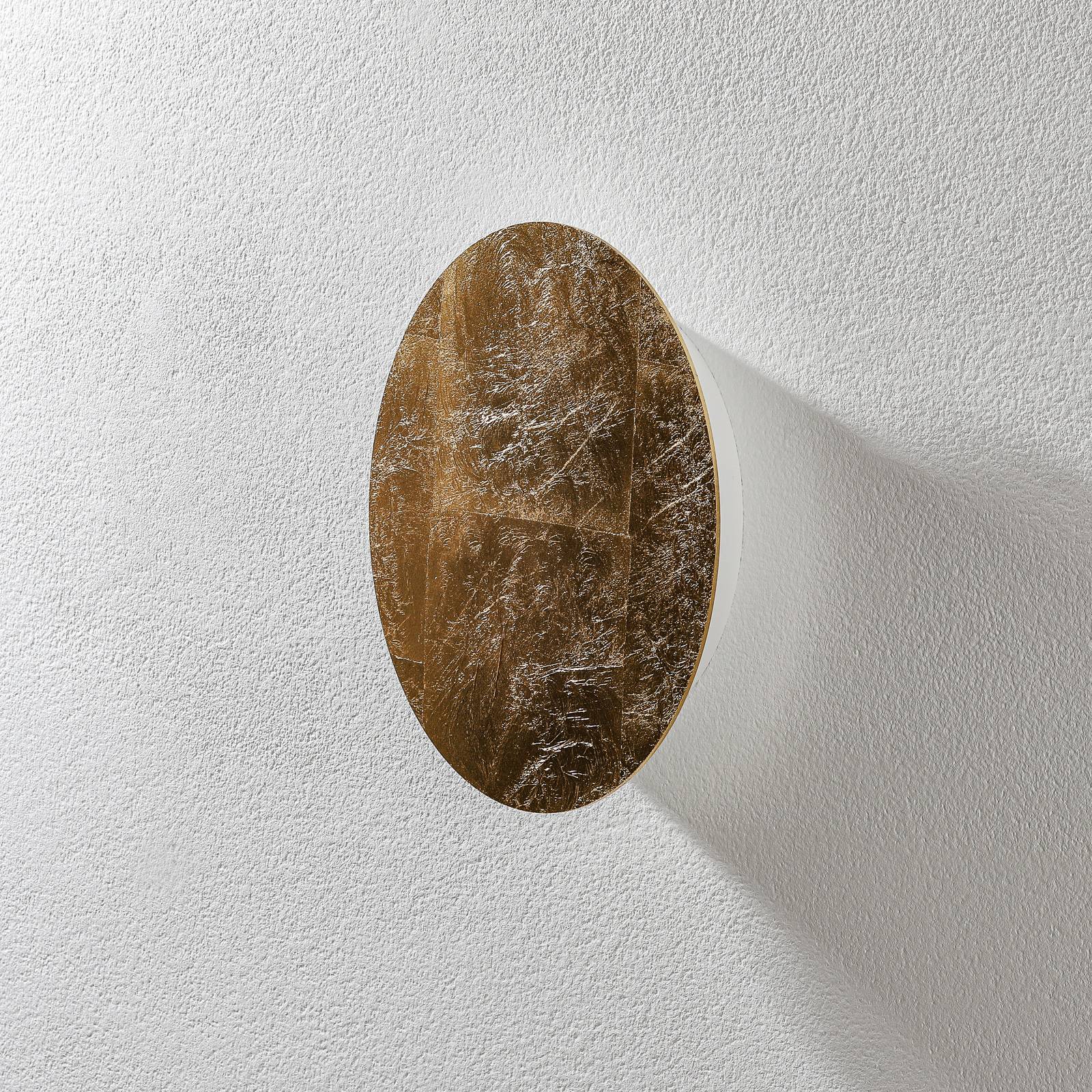 Escale Blade LED-vägglampa, bladguld, Ø 24 cm
