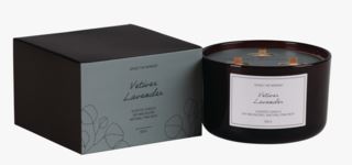 Vetiver Lavender large doftljus gråblå