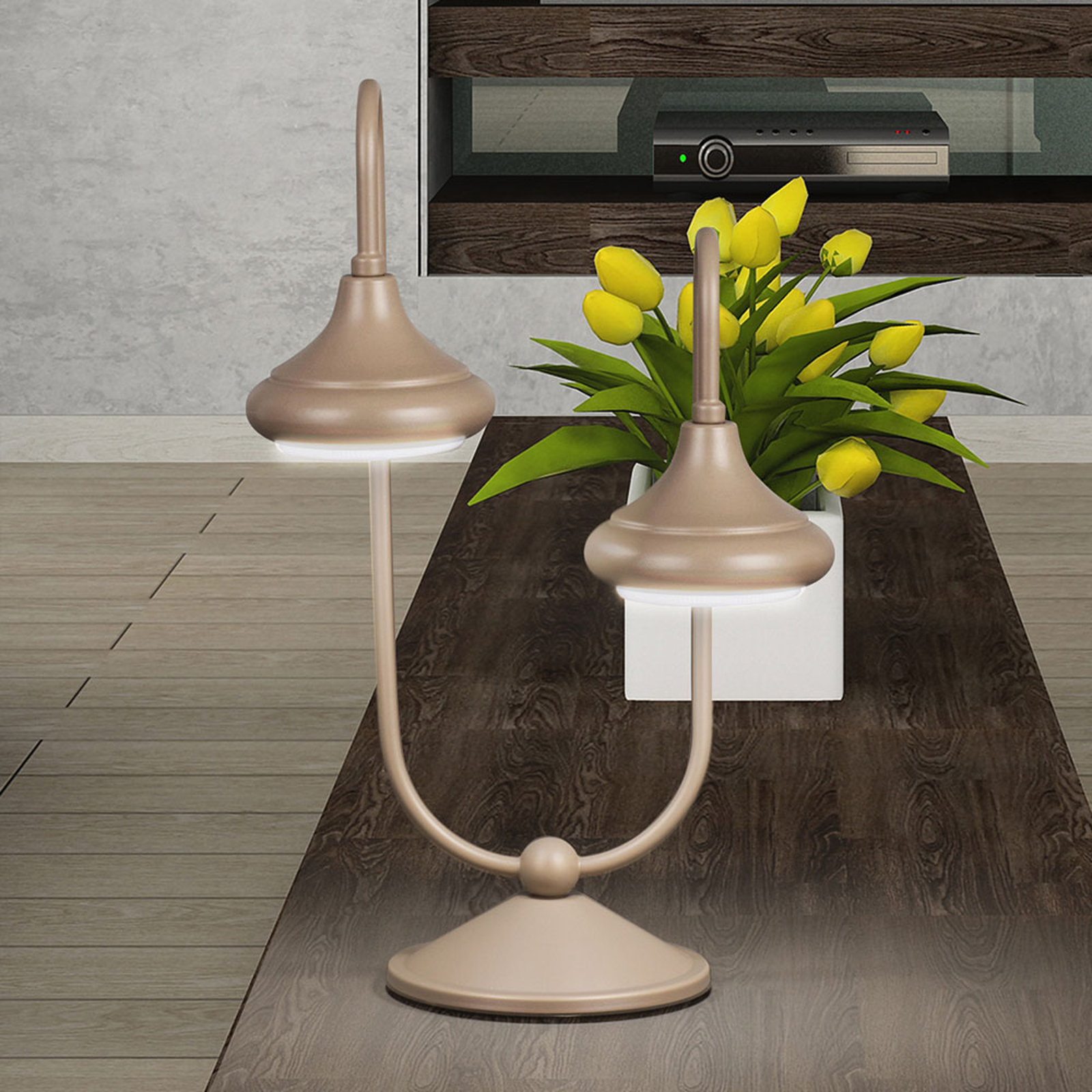 Bordslampa 1680/2L 2 lampor, havana beige