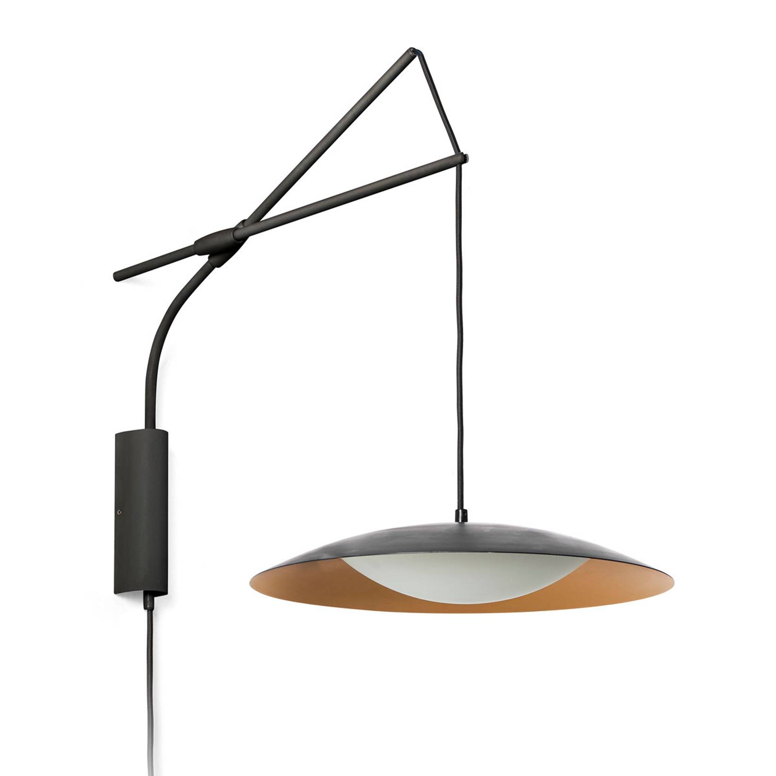 LED-vägglampa Slim med stickpropp, svart-guld