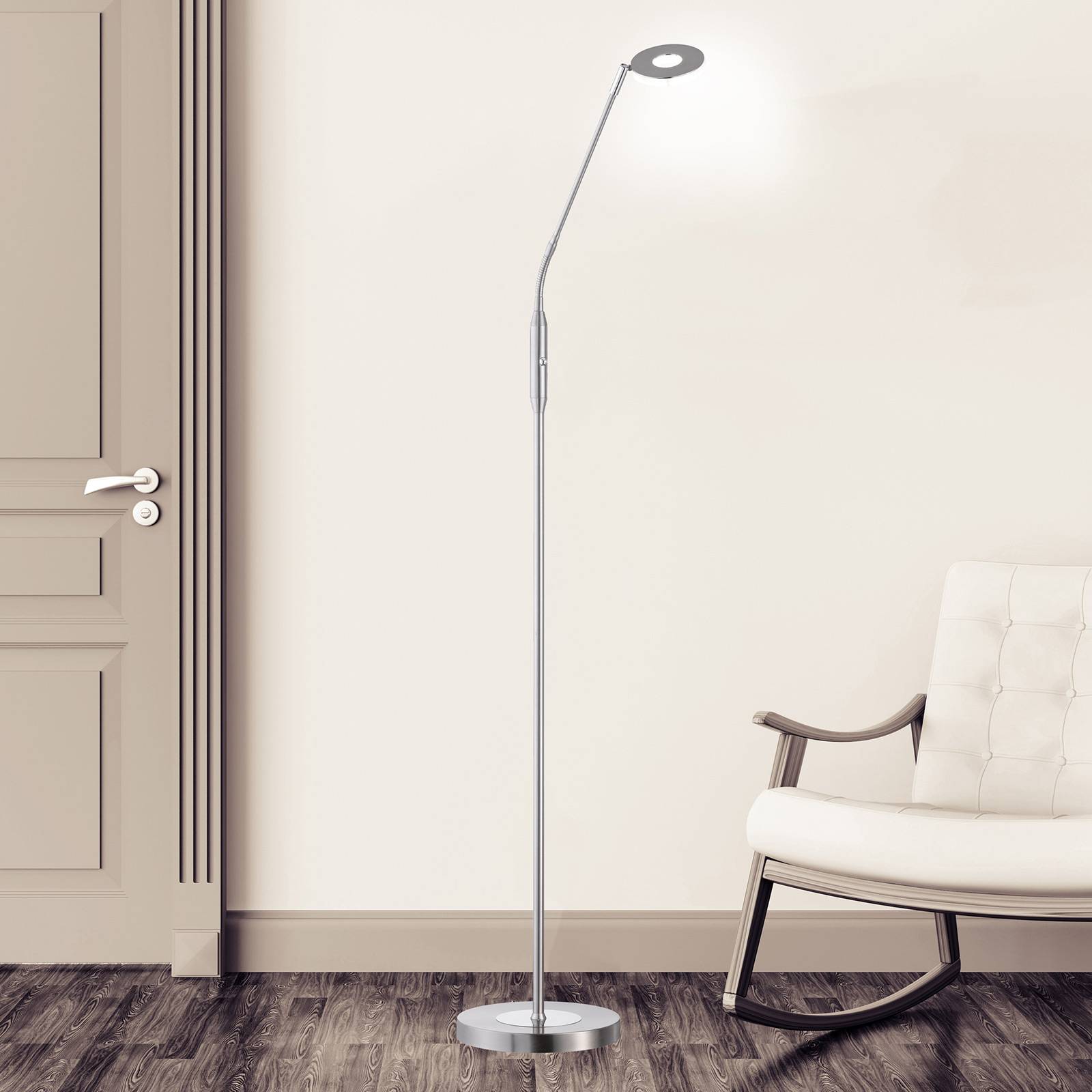 LED-golvlampa Dent, CCT, 1 lampa, nickel