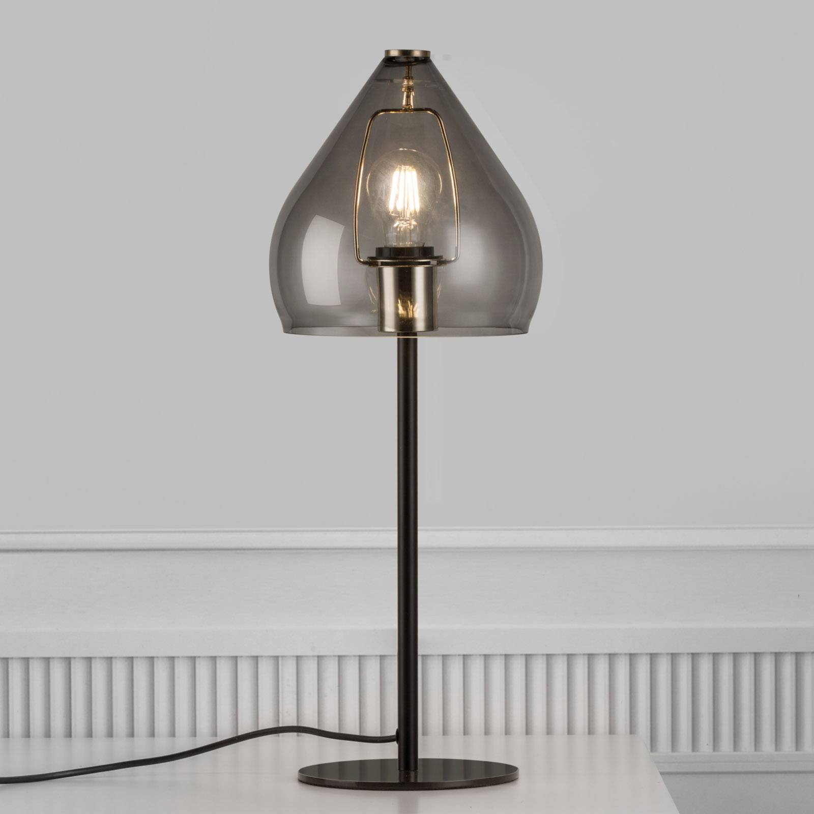 Bordslampa Sence med glasskärm E27 - rökgrå