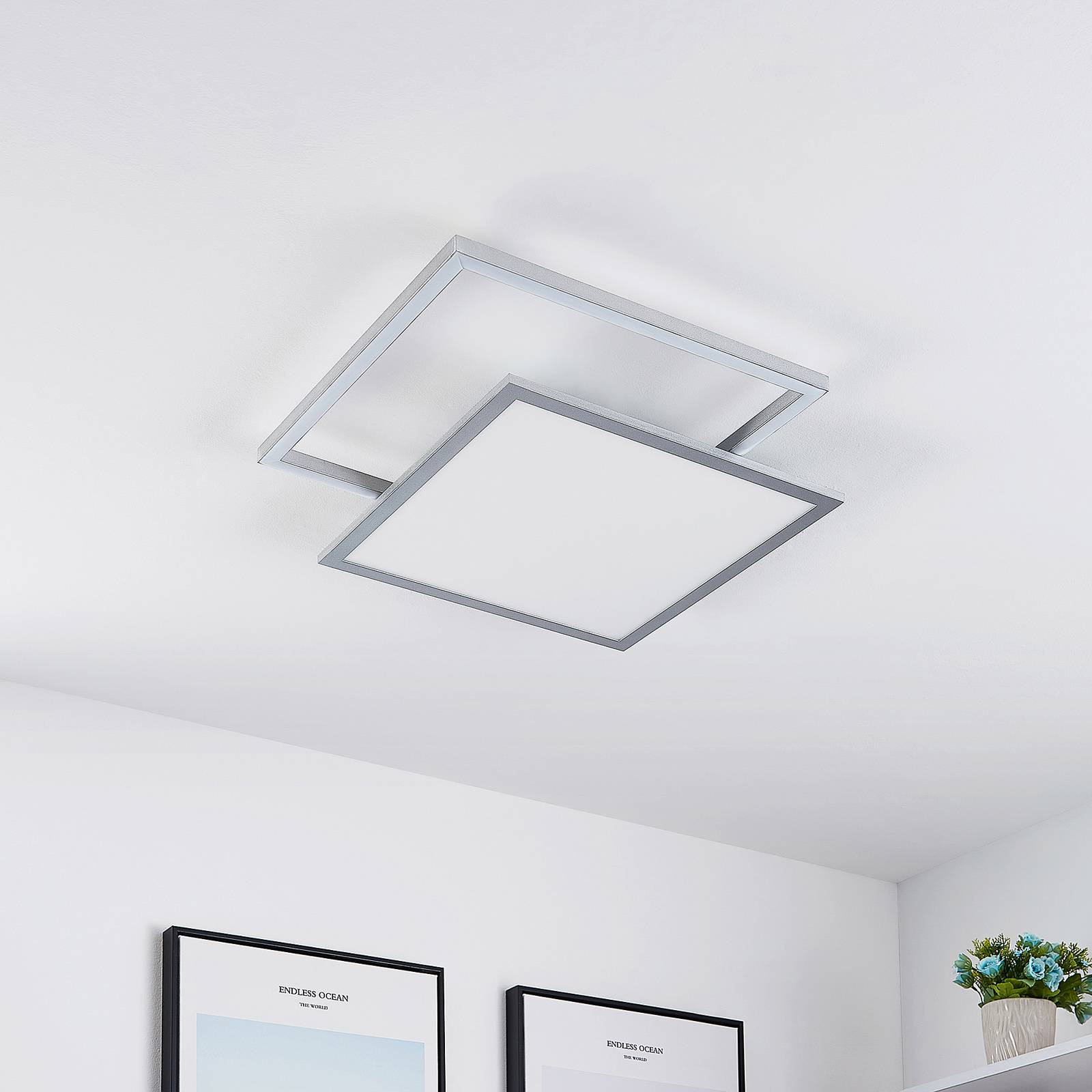 Lucande Senan LED-taklampa, kvadrat, CCT