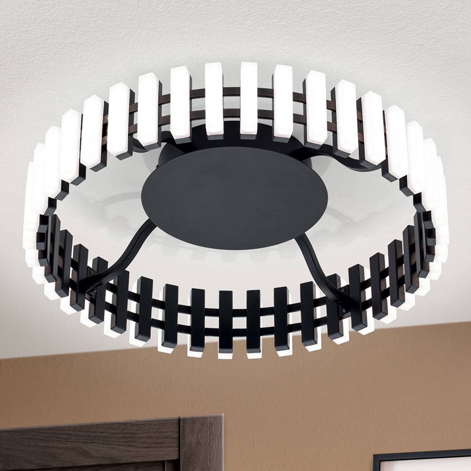 LED-taklampa Mansion, svart-vit Ø 43 cm