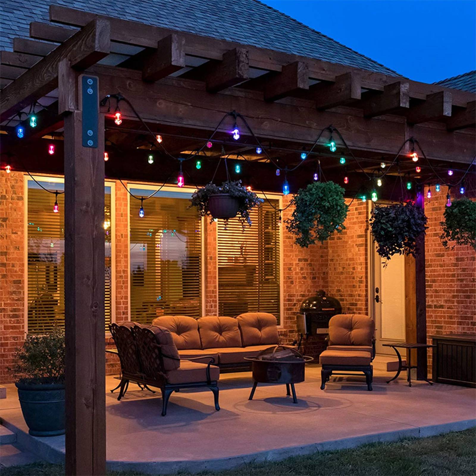 Ljusslinga Girlanda IP44 svart, 10xE27 RGB-LED
