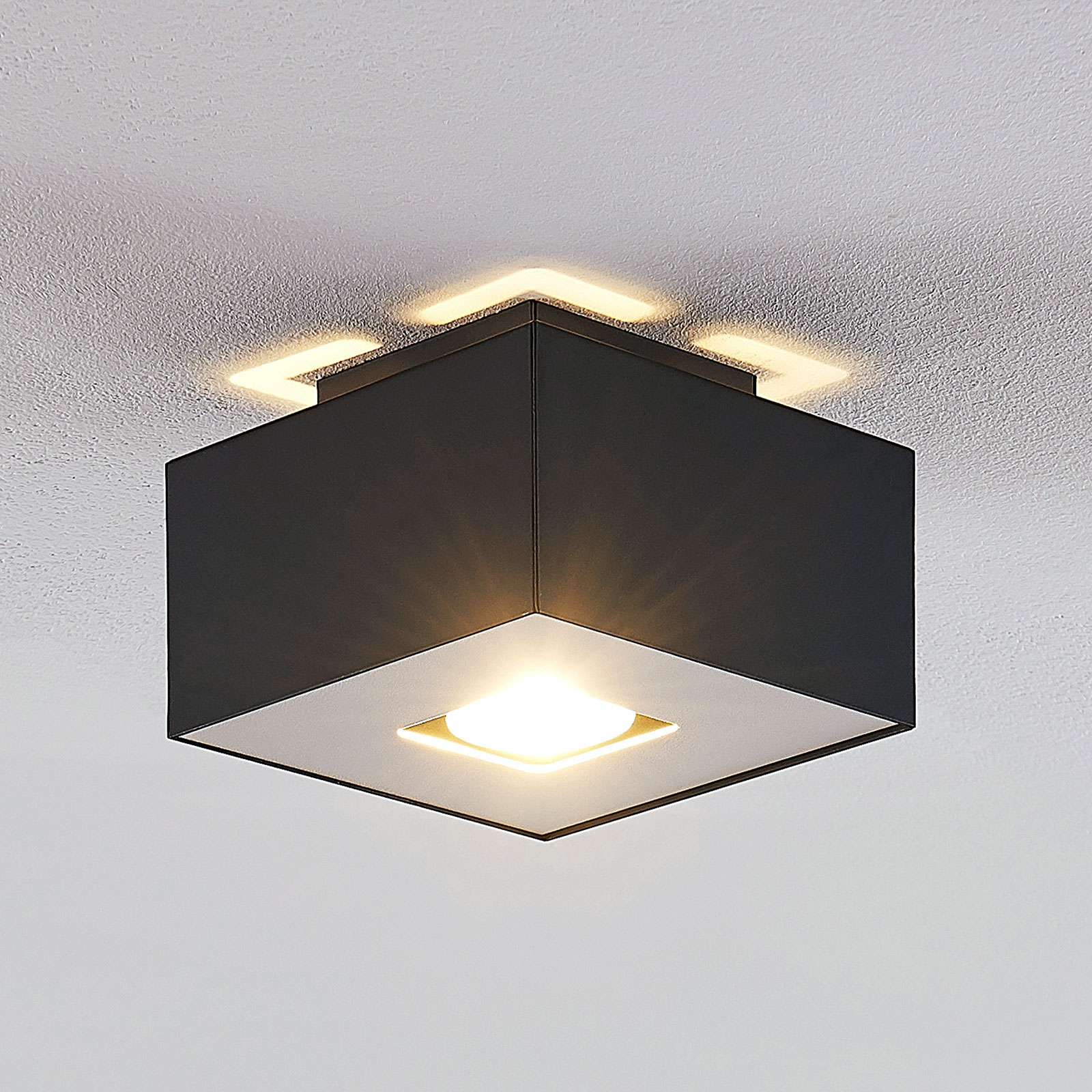 Lindby Kasi taklampa, svart 1 lampa, 14 x 14 cm