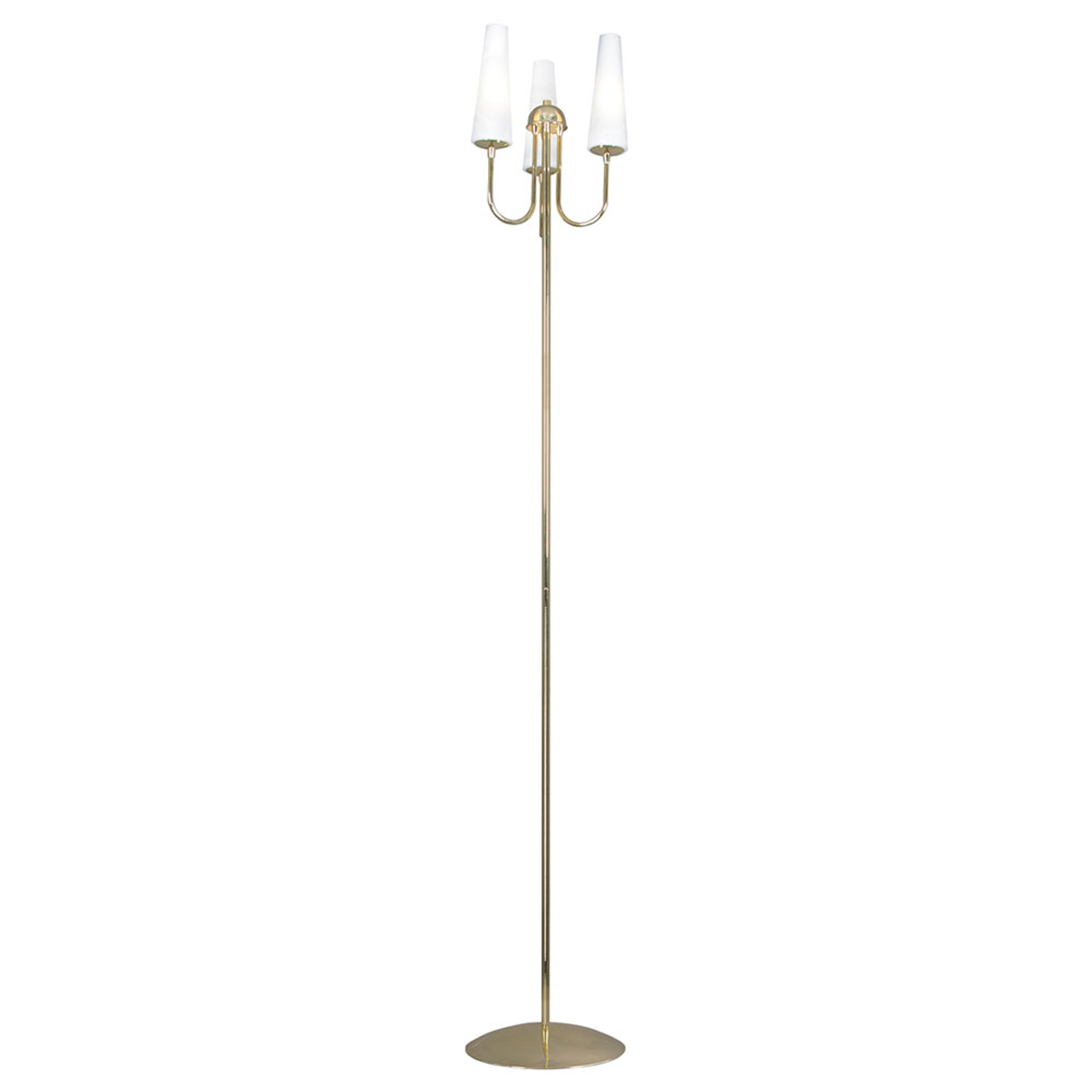 3 ljuskällor – gyllene golvlampa Magnum