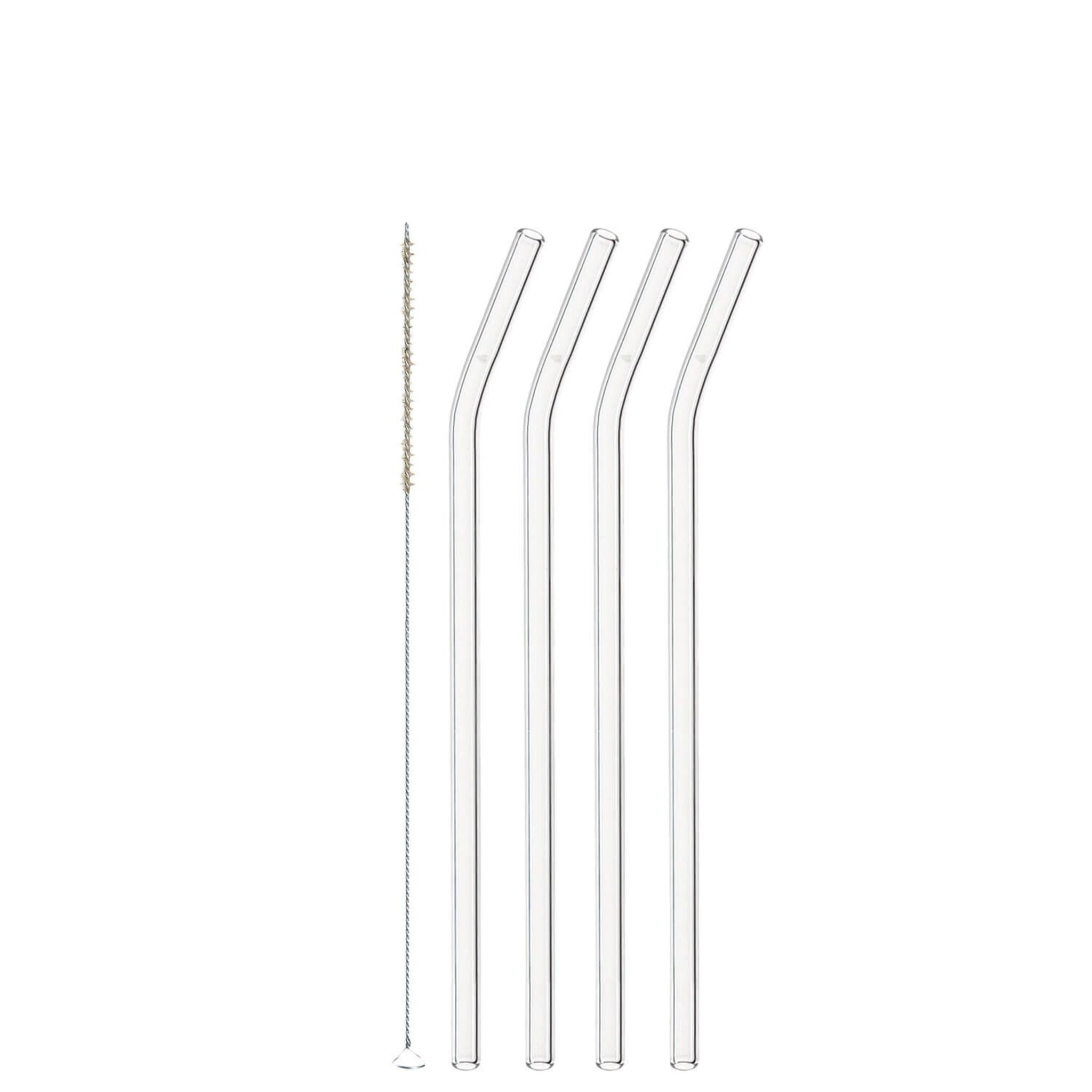KNIK Sugrör Glas 23cm 4-pack + Borste