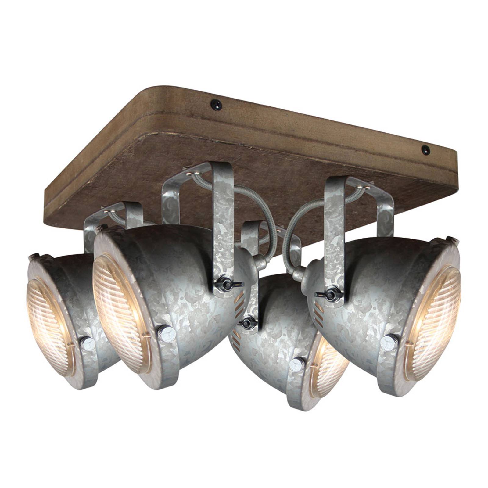 Taklampa Woody, galvaniserad, 4 lampor