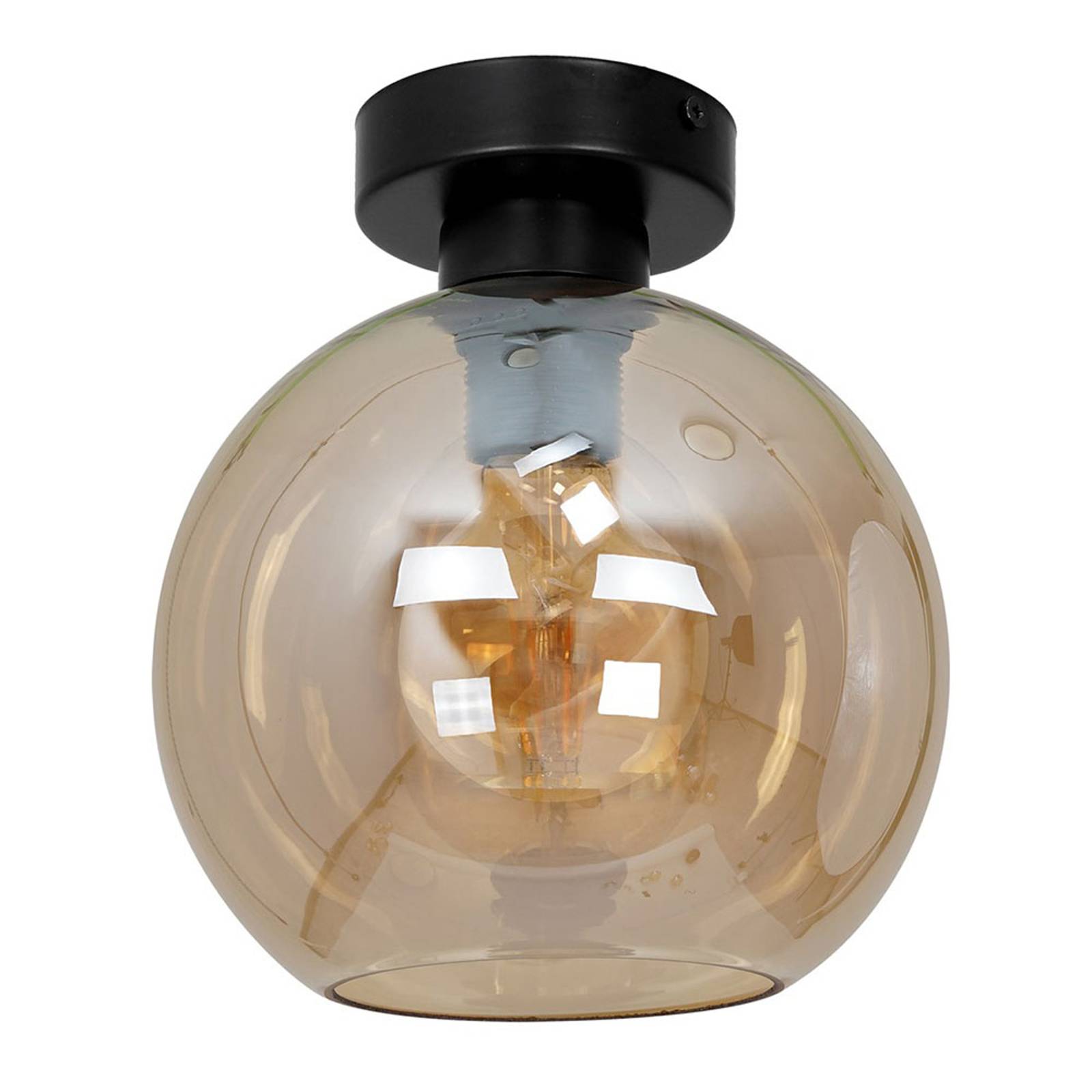 Taklampa Sofia, glasskärm bärnsten