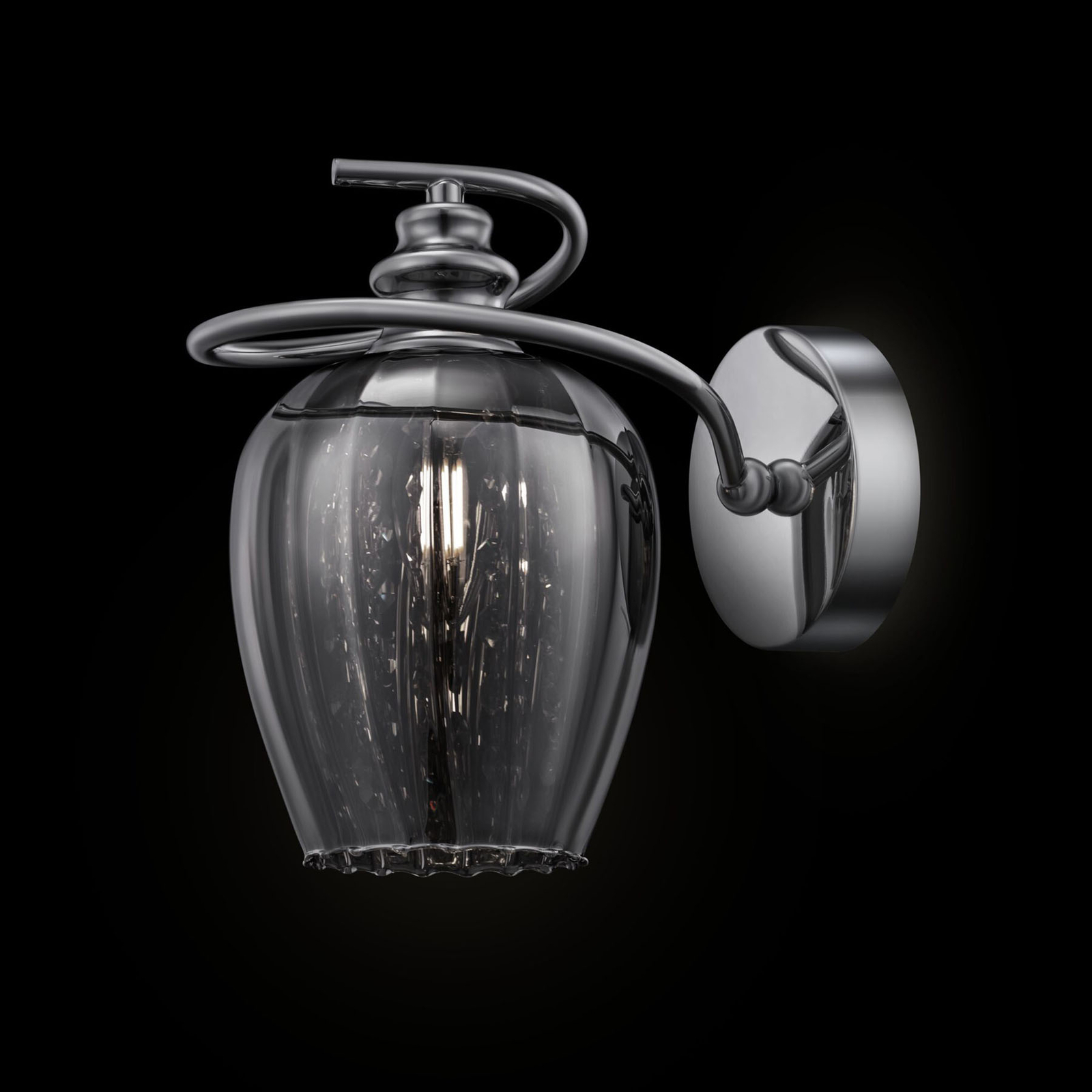 Vägglampa Blues med glasskärm i rökgrått
