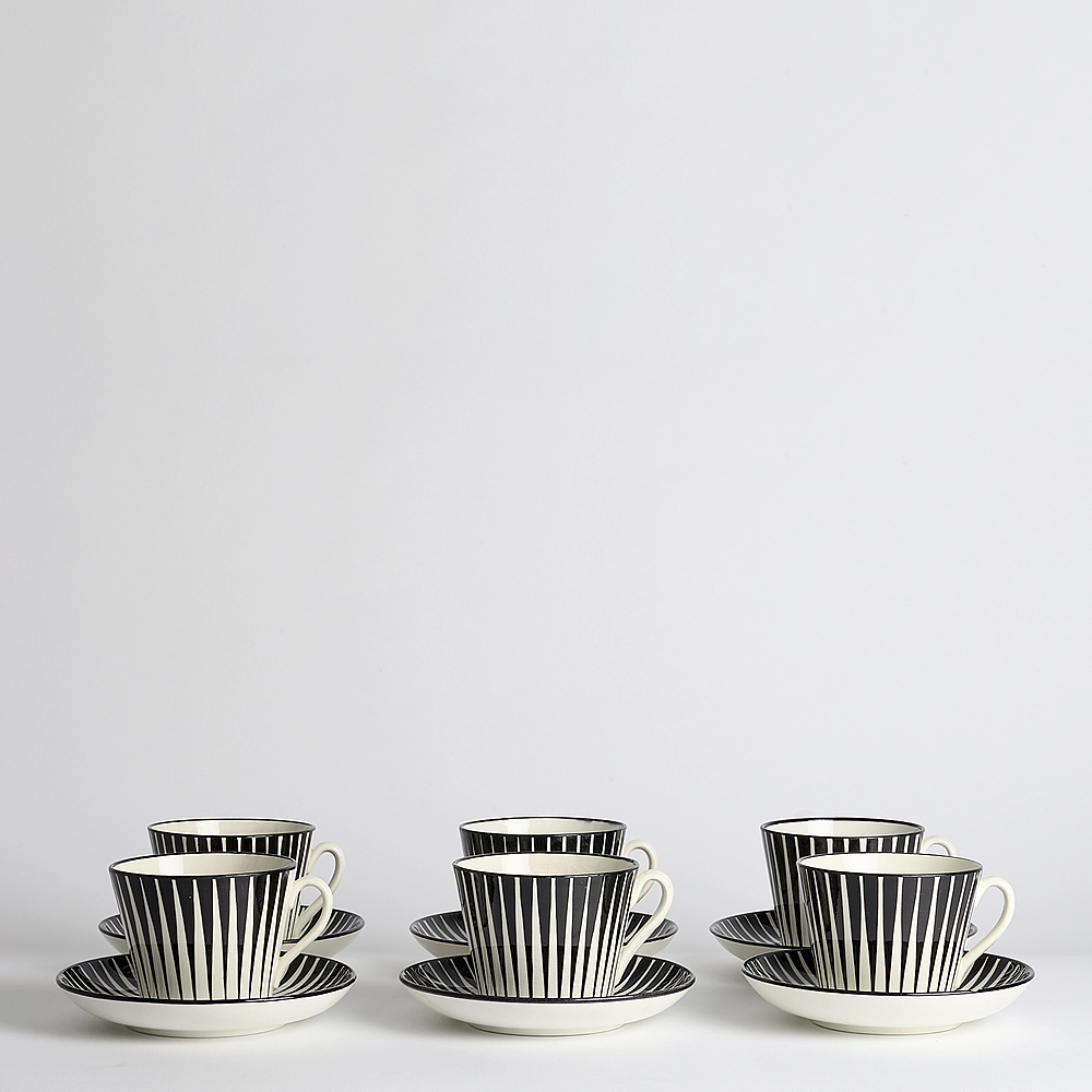 Vintage - SÅLD Zebra Tekopp/Fat 6-pack
