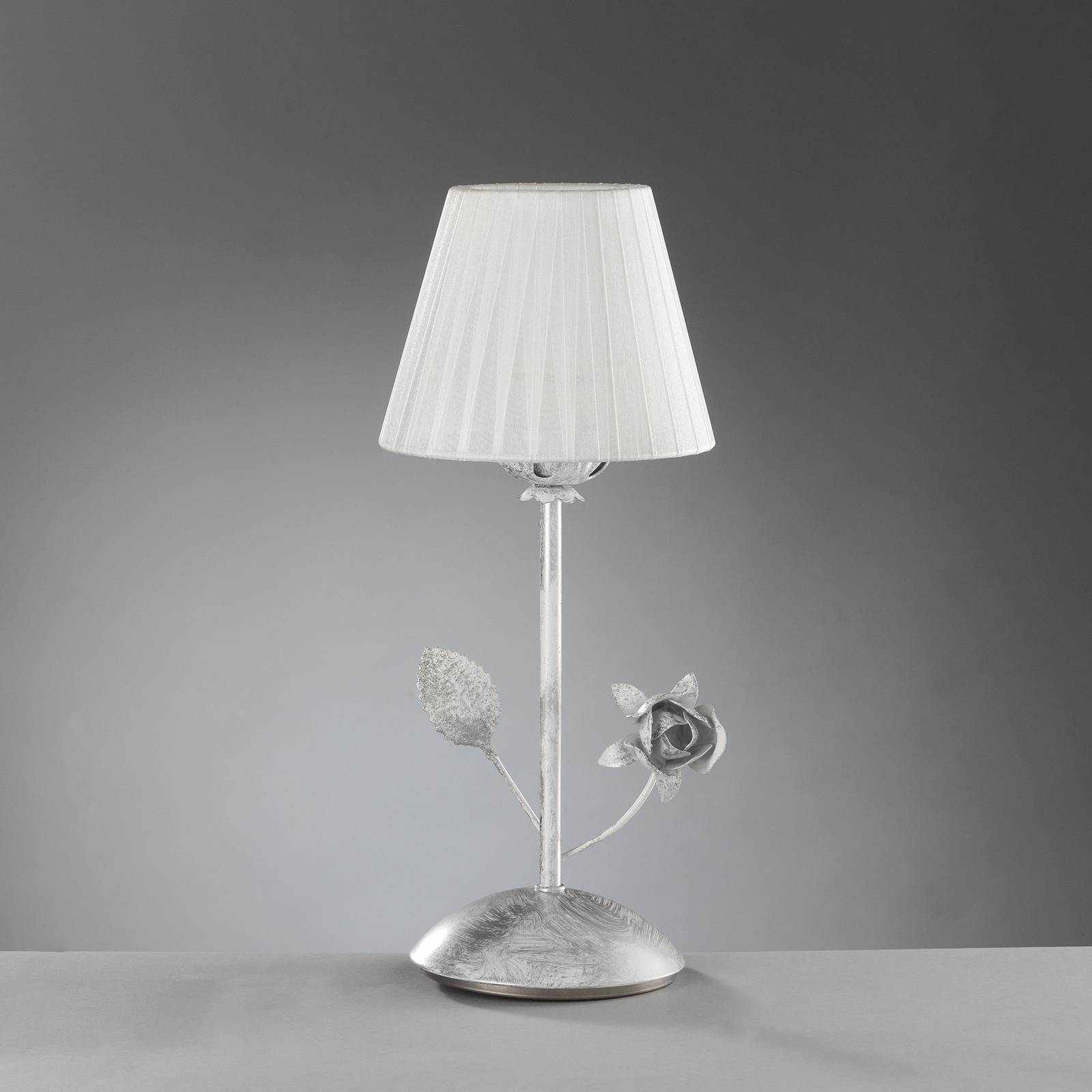 Bordslampa Rose med veckad skärm i vitt