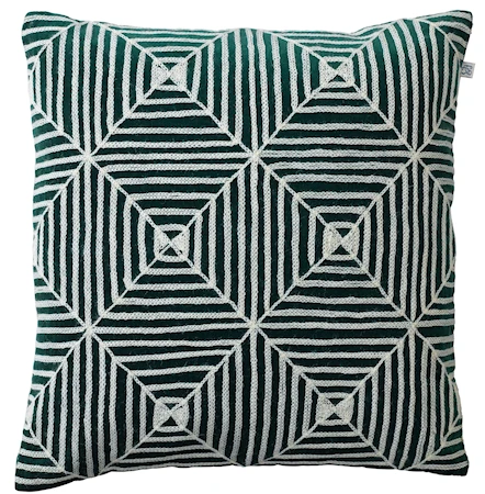 Kulgam Kuddfodral hand embroidered Velvet Grön/Vit 50x50cm