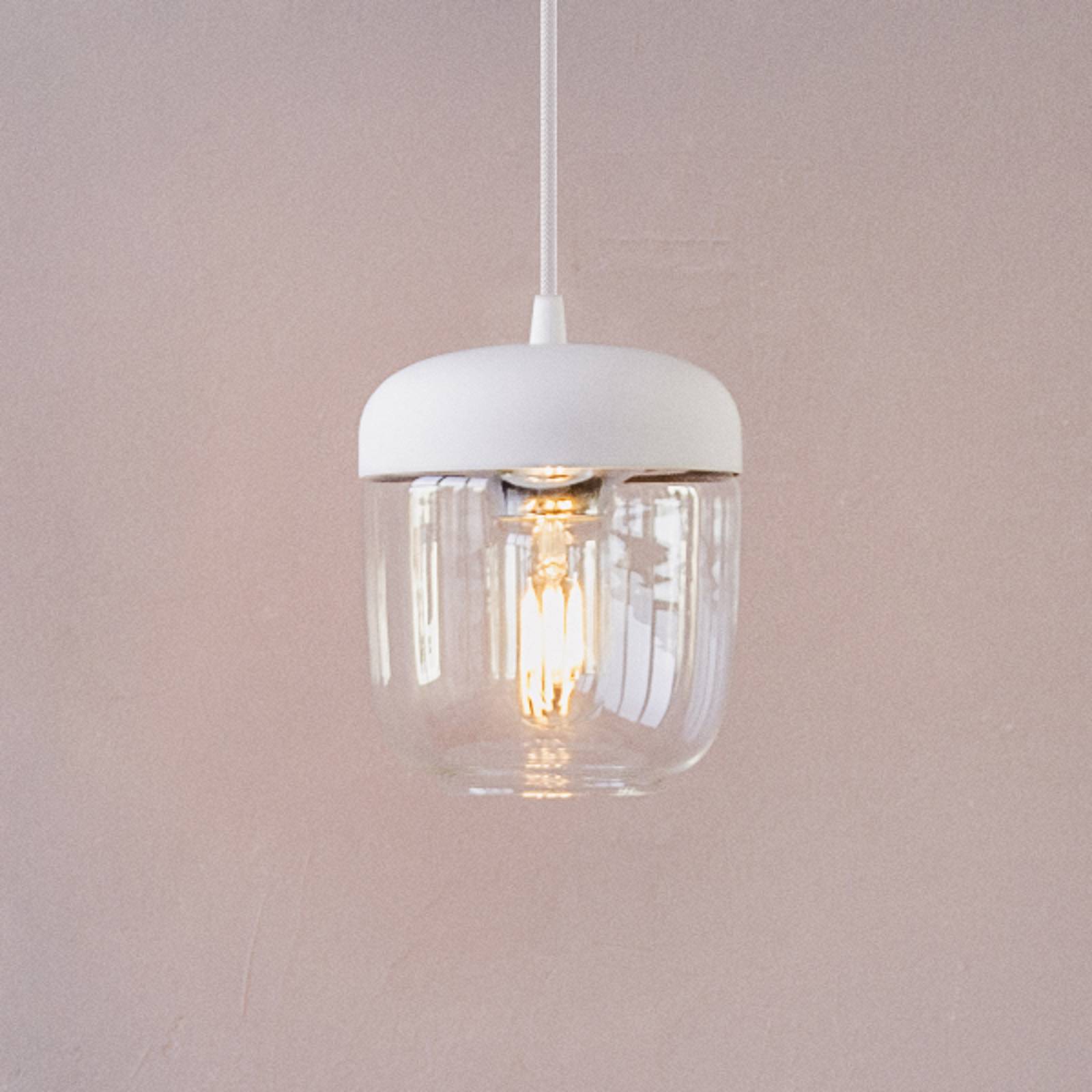 Designpendellampa Acorn, vit och mässing