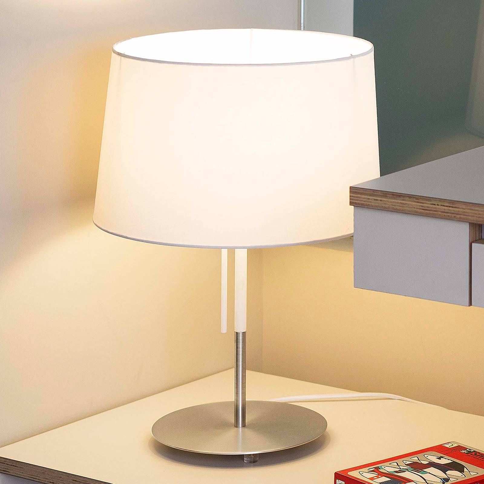 Textil-bordslampa Volta vit