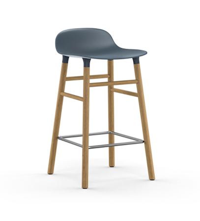 Form Barstol Blå/Ek 65 cm