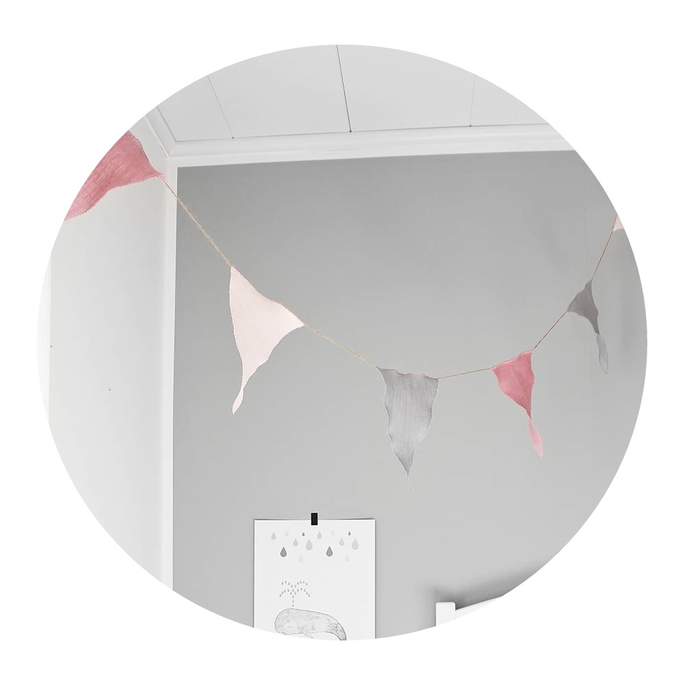 Vimpel barnrum linne rosa, Fashionell