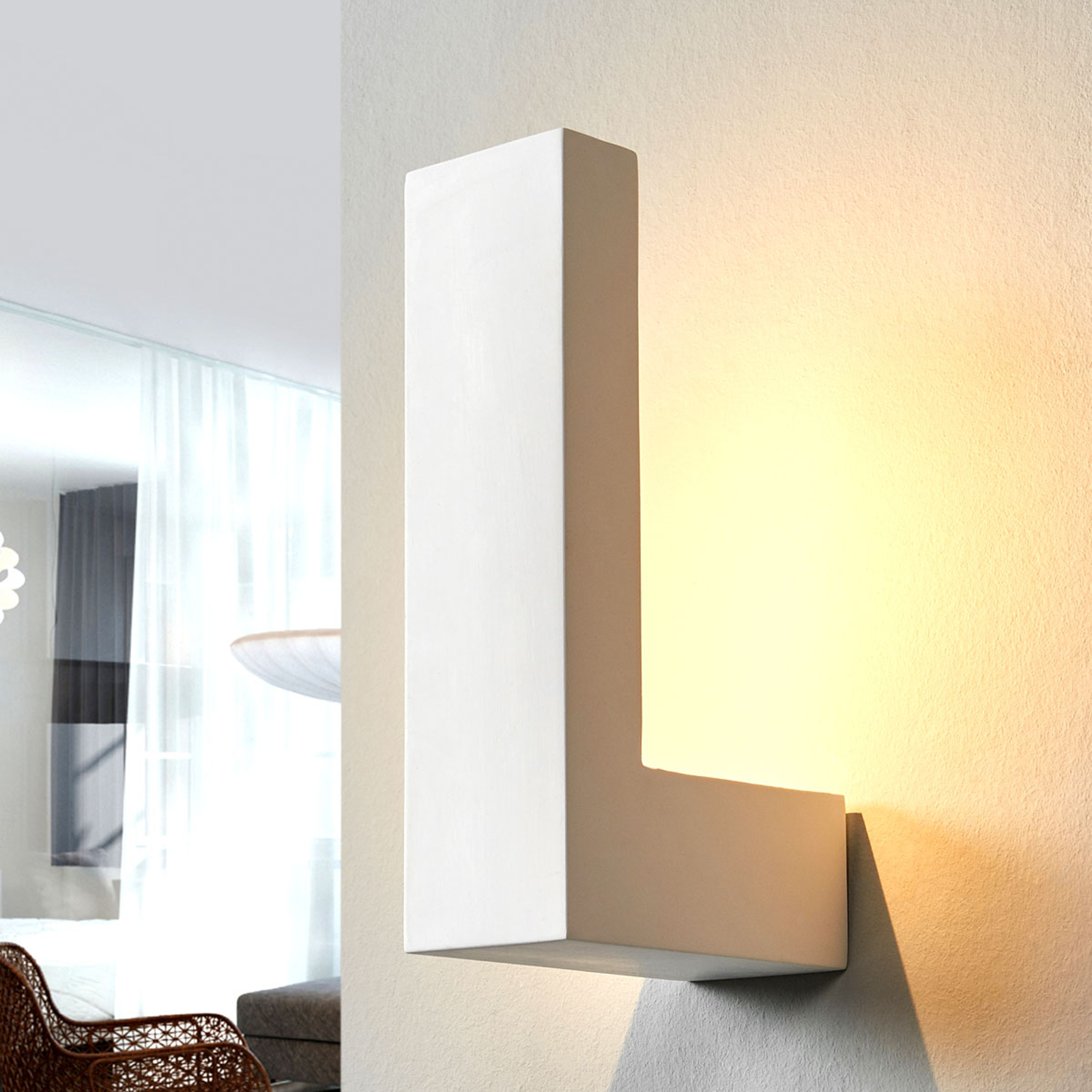 Vit LED-vägglampa Cara av keramik