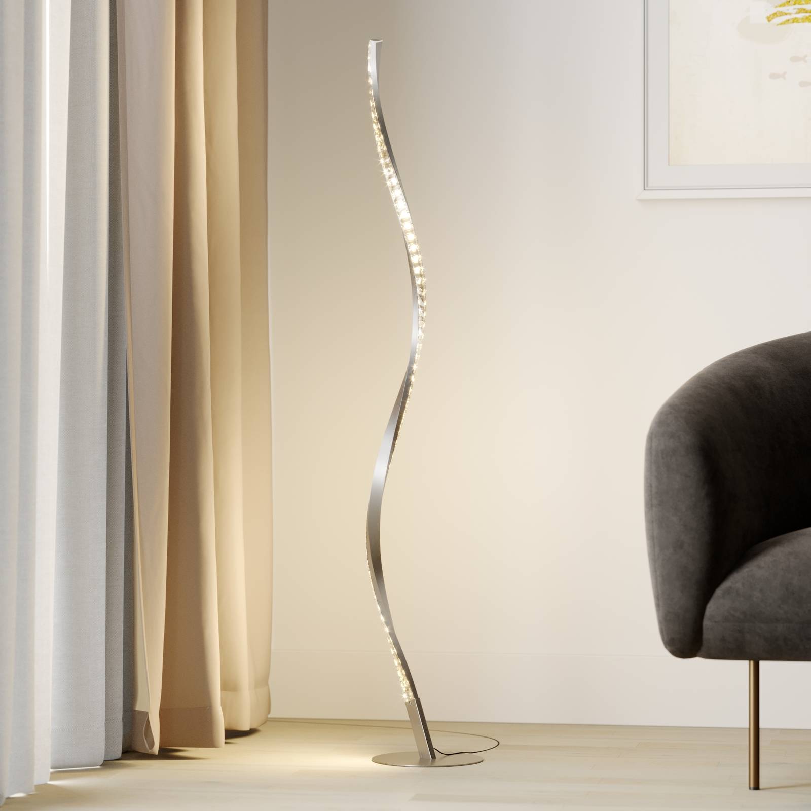 Lindby Criostal LED-golvlampa med färgväxling