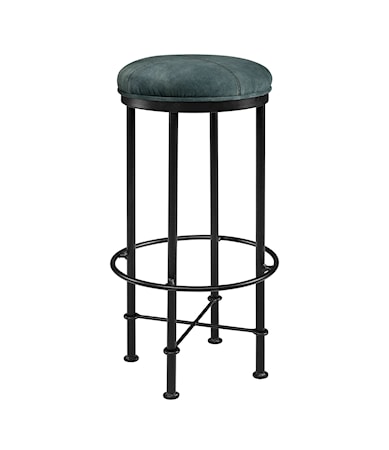 EVAN barstool black metal/velvet petrol