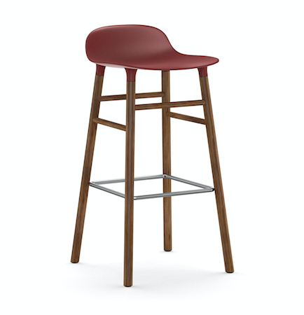 Form Barstol Röd/Valnöt 75 cm