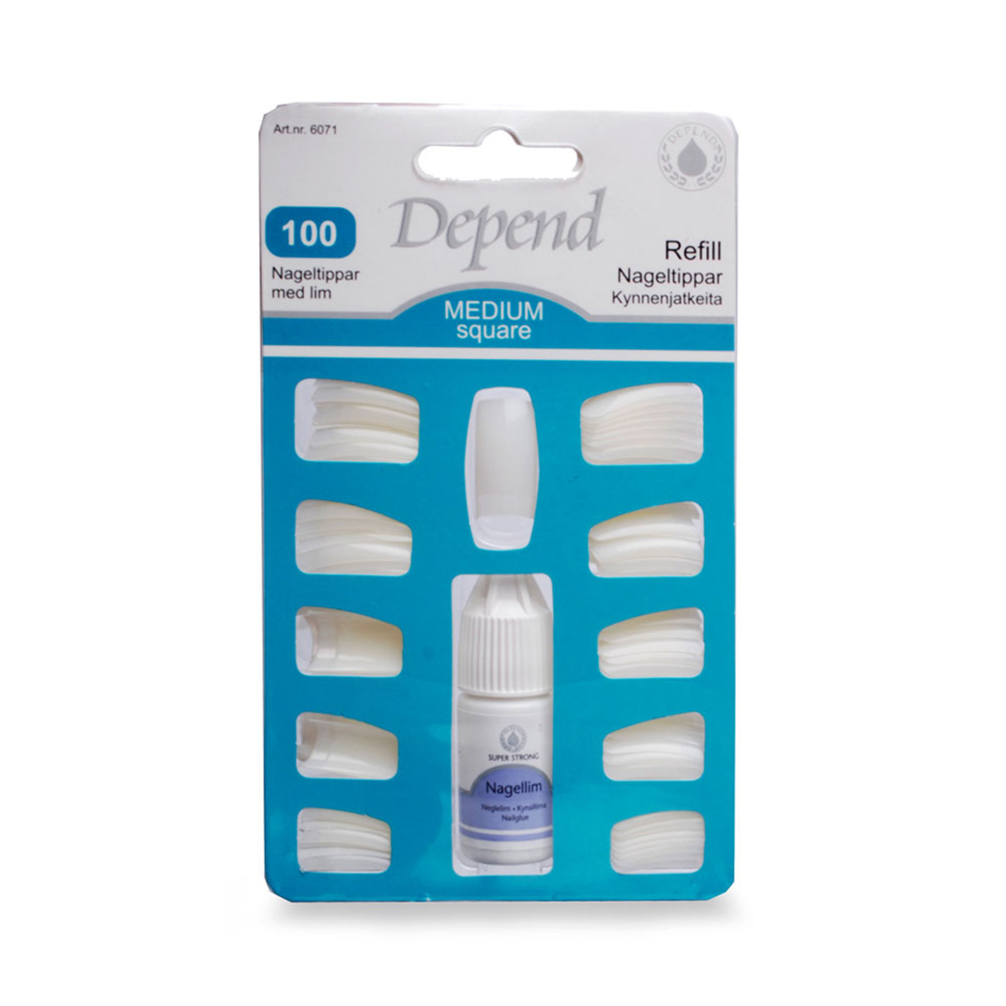 Nageltippar med Lim 100 Medium Square