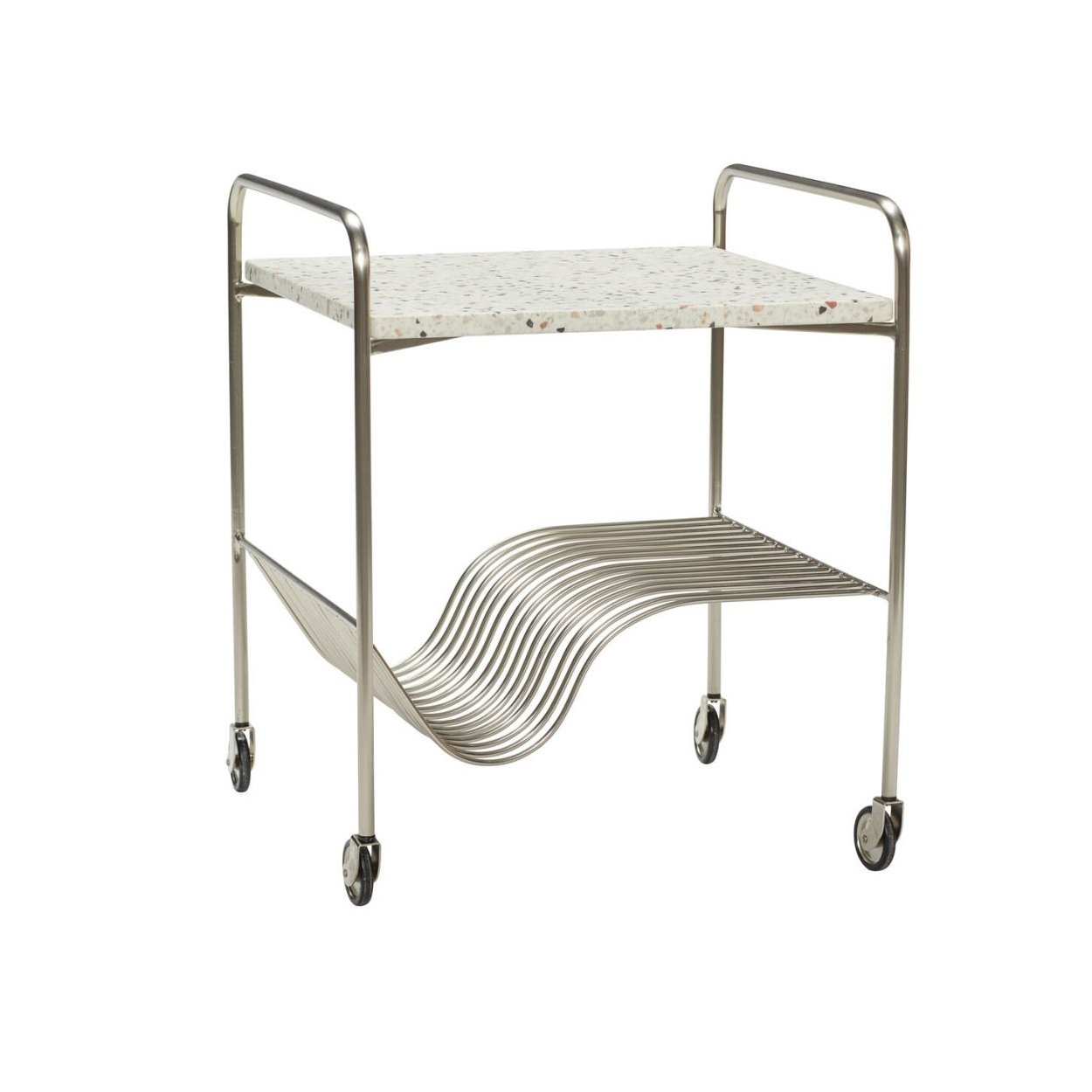 Drinkvagn nickel terrazzo Hubsch
