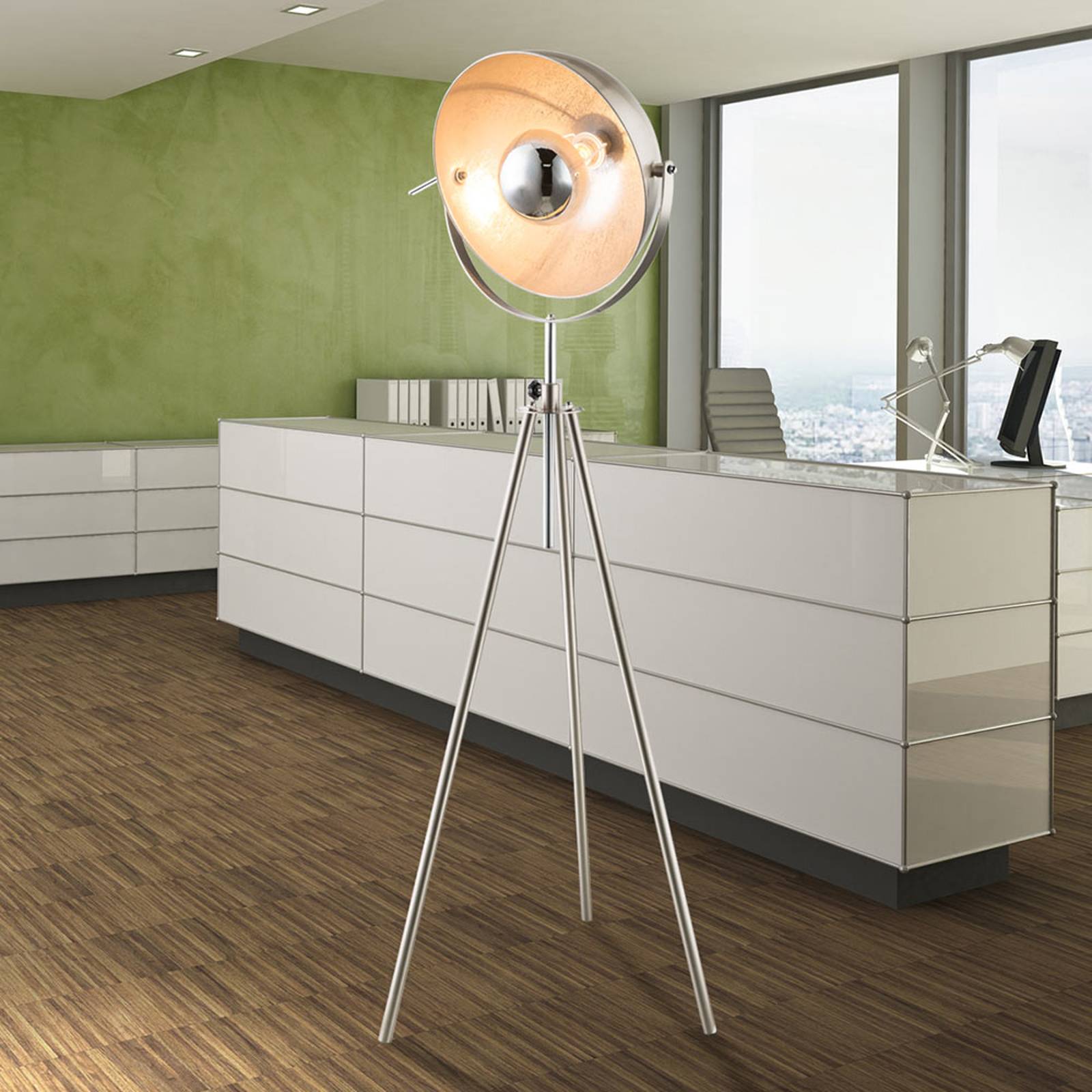 Trebent golvlampa Nosy nickel/silver