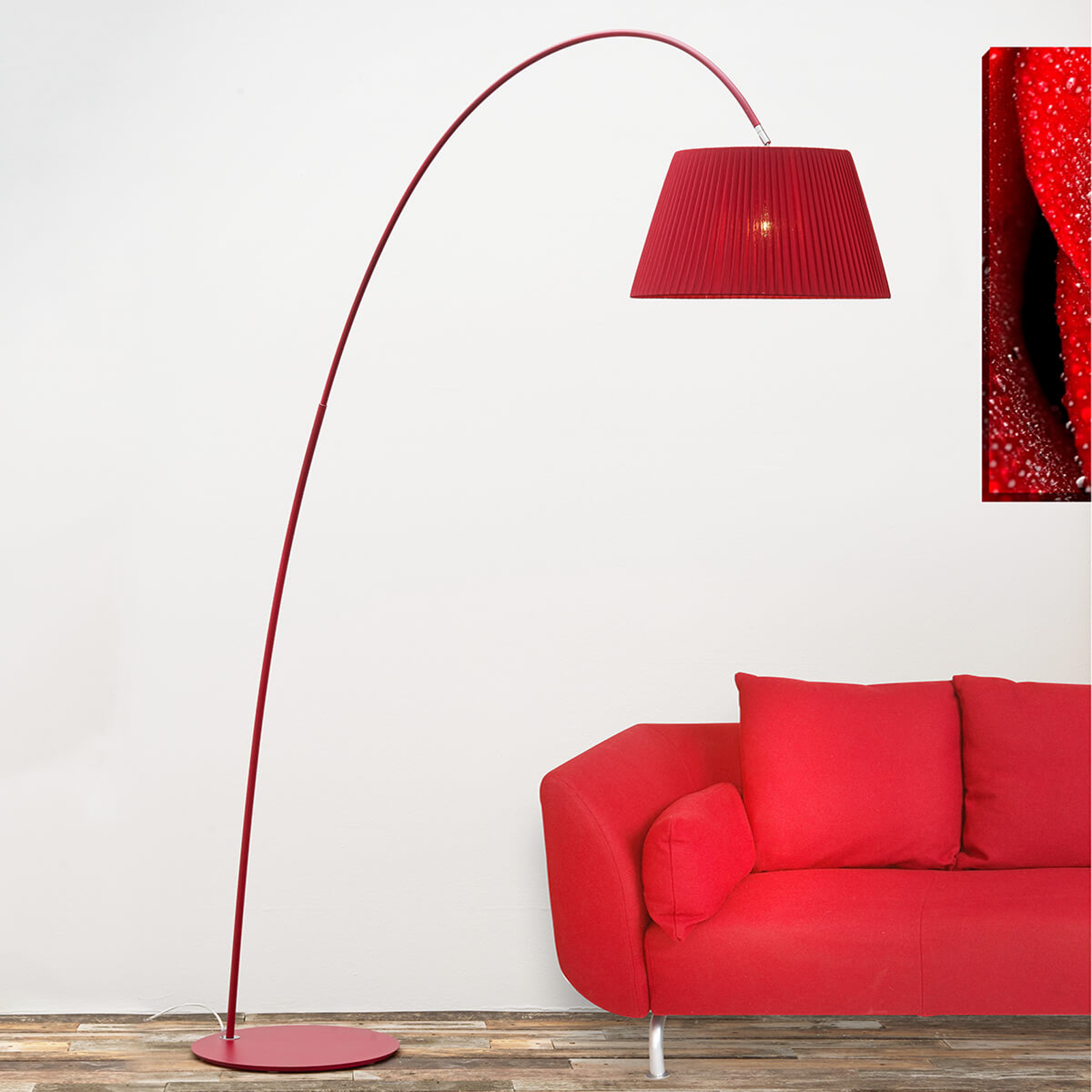 Båggolvlampa Marion i rött