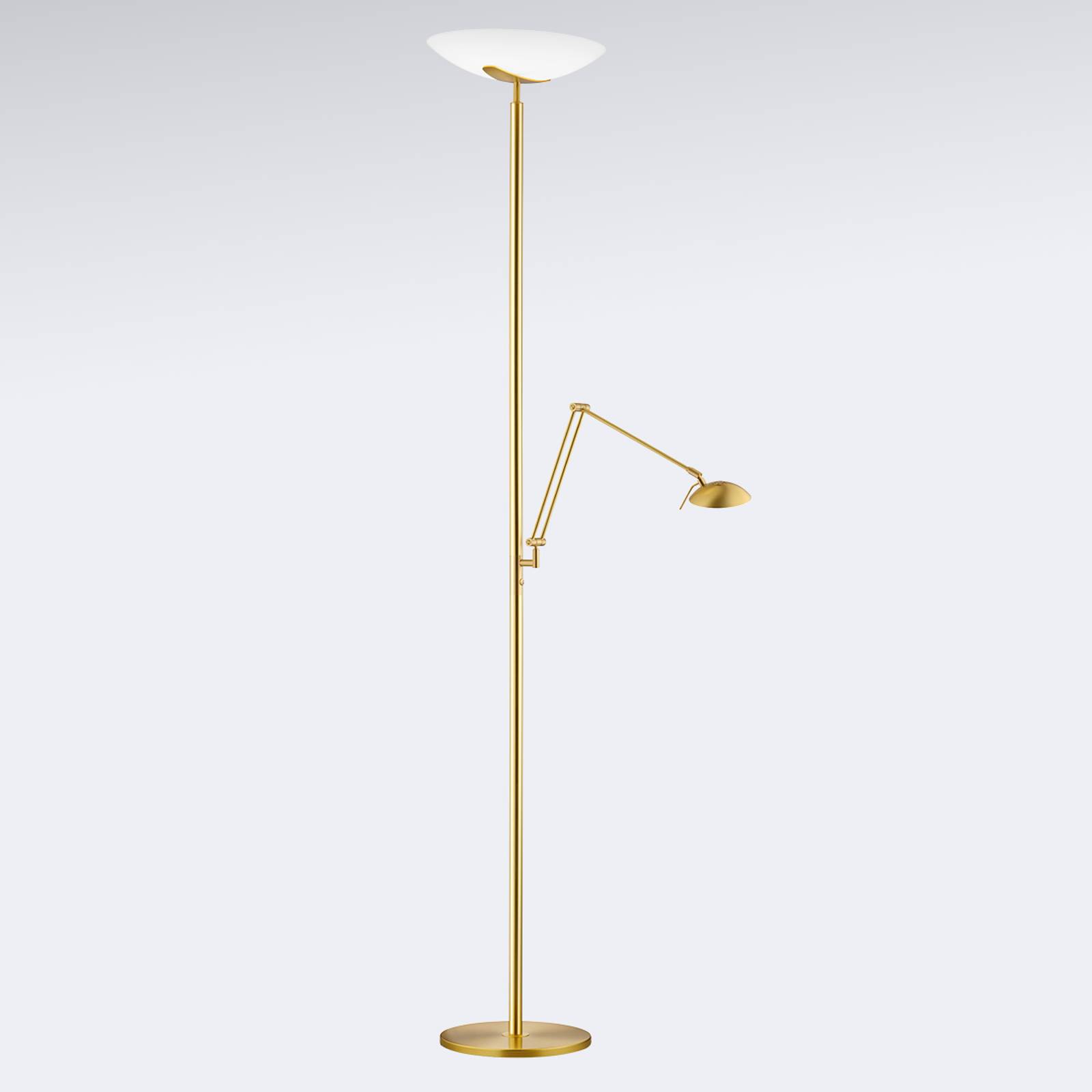 LED-uplight-golvlampa Lya läslampa matt mässing