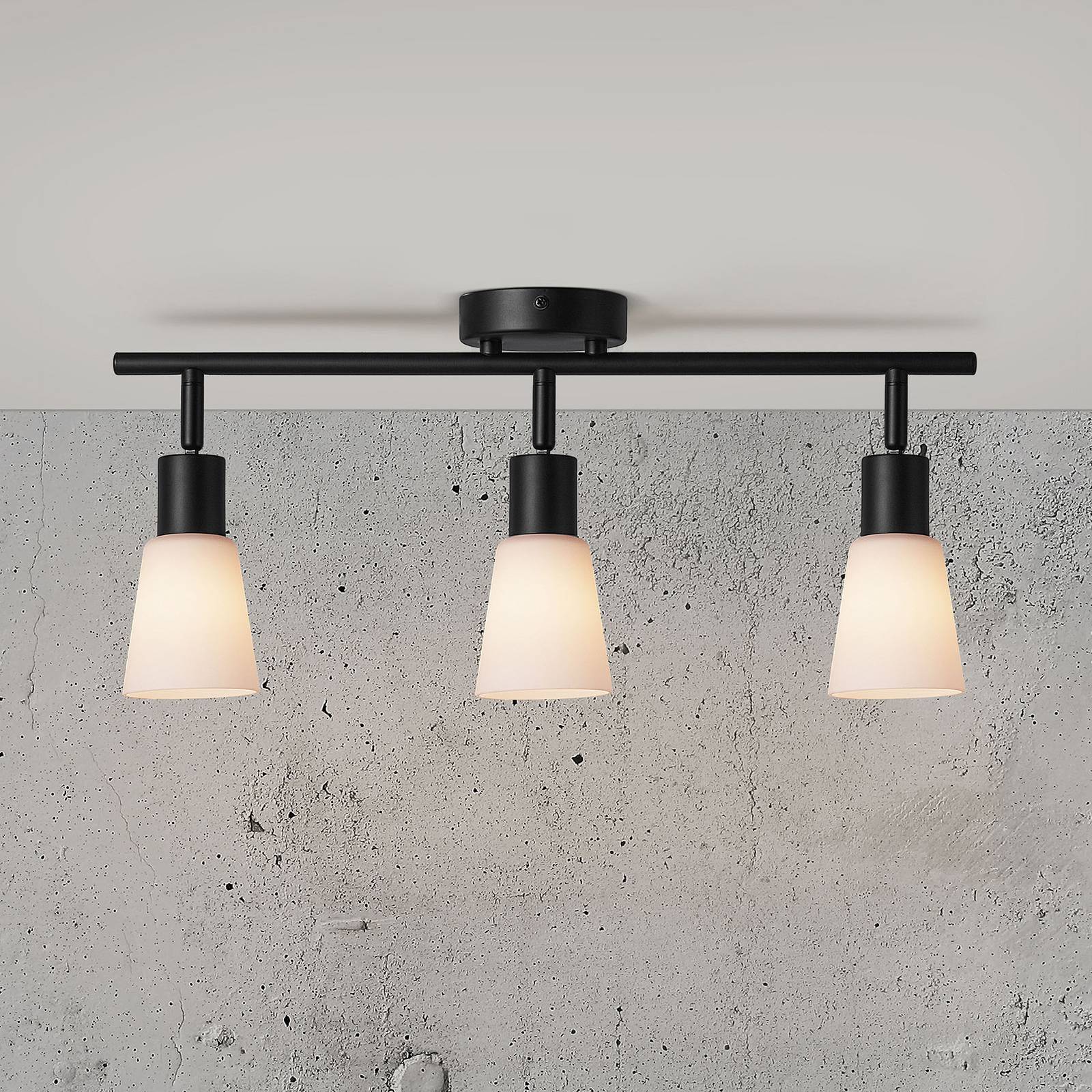 Taklampa Cole av glas och metall, 3 lampor