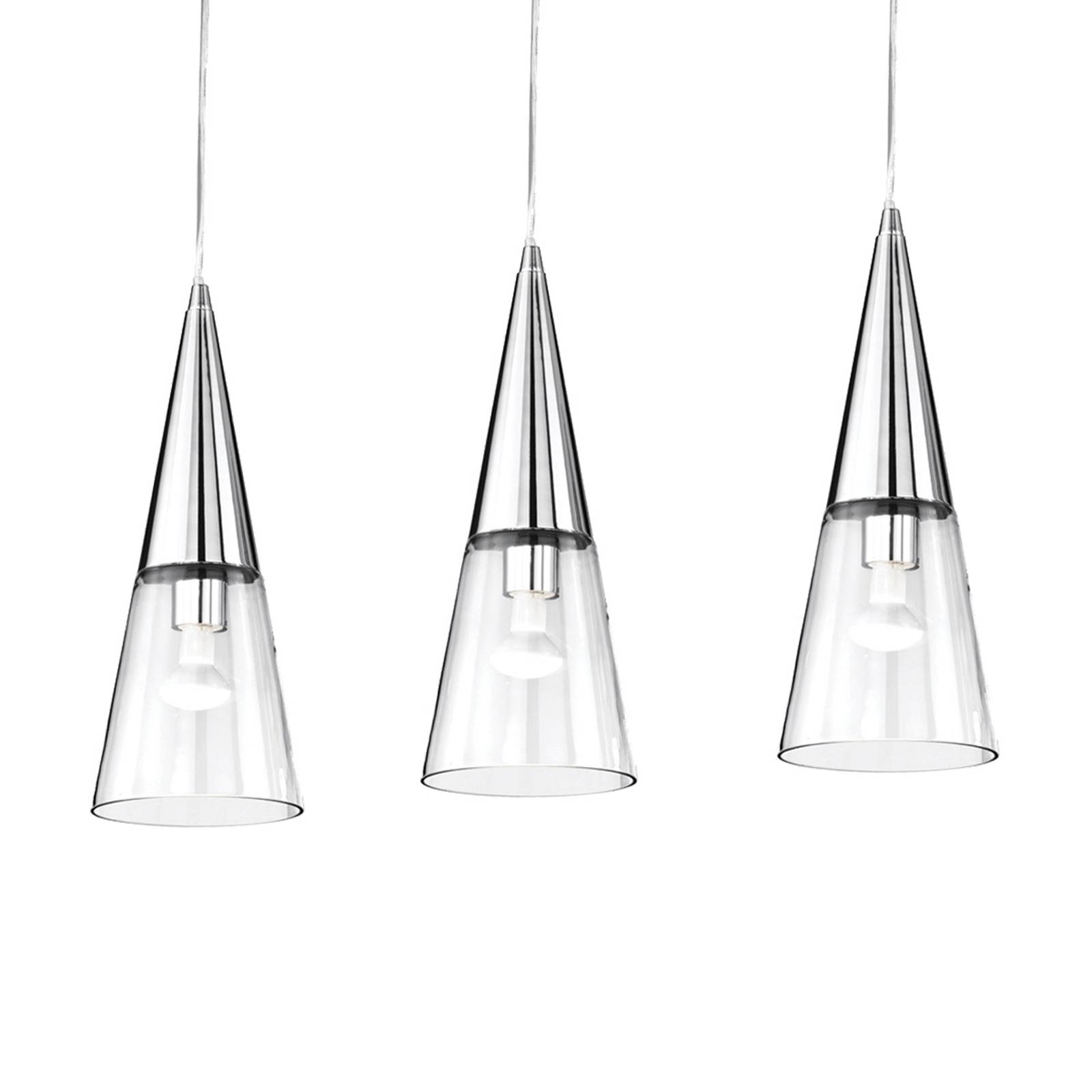 Hänglampa Cono 3 lampor krom/transparent