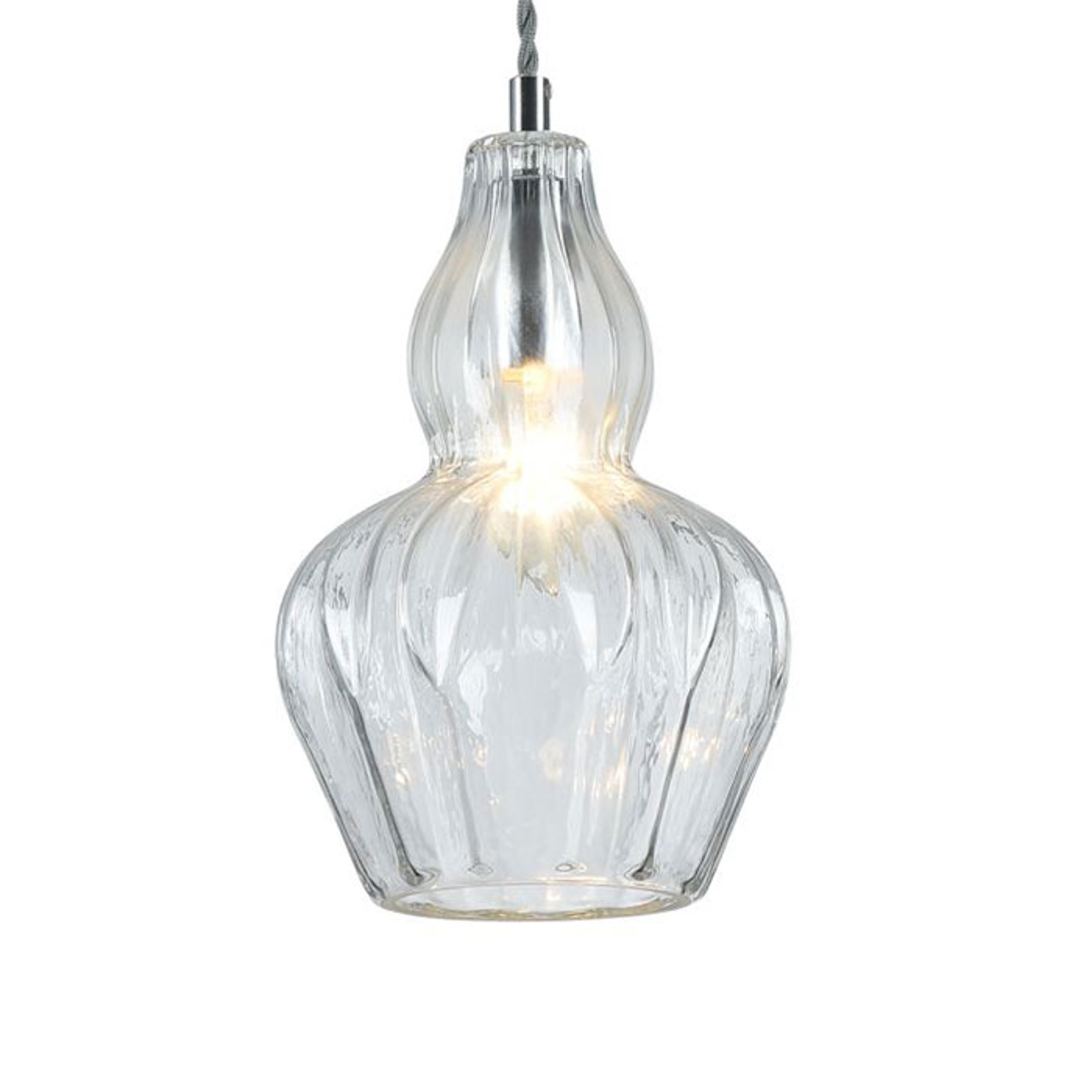 Pendellampa Eustoma med ett klart glas
