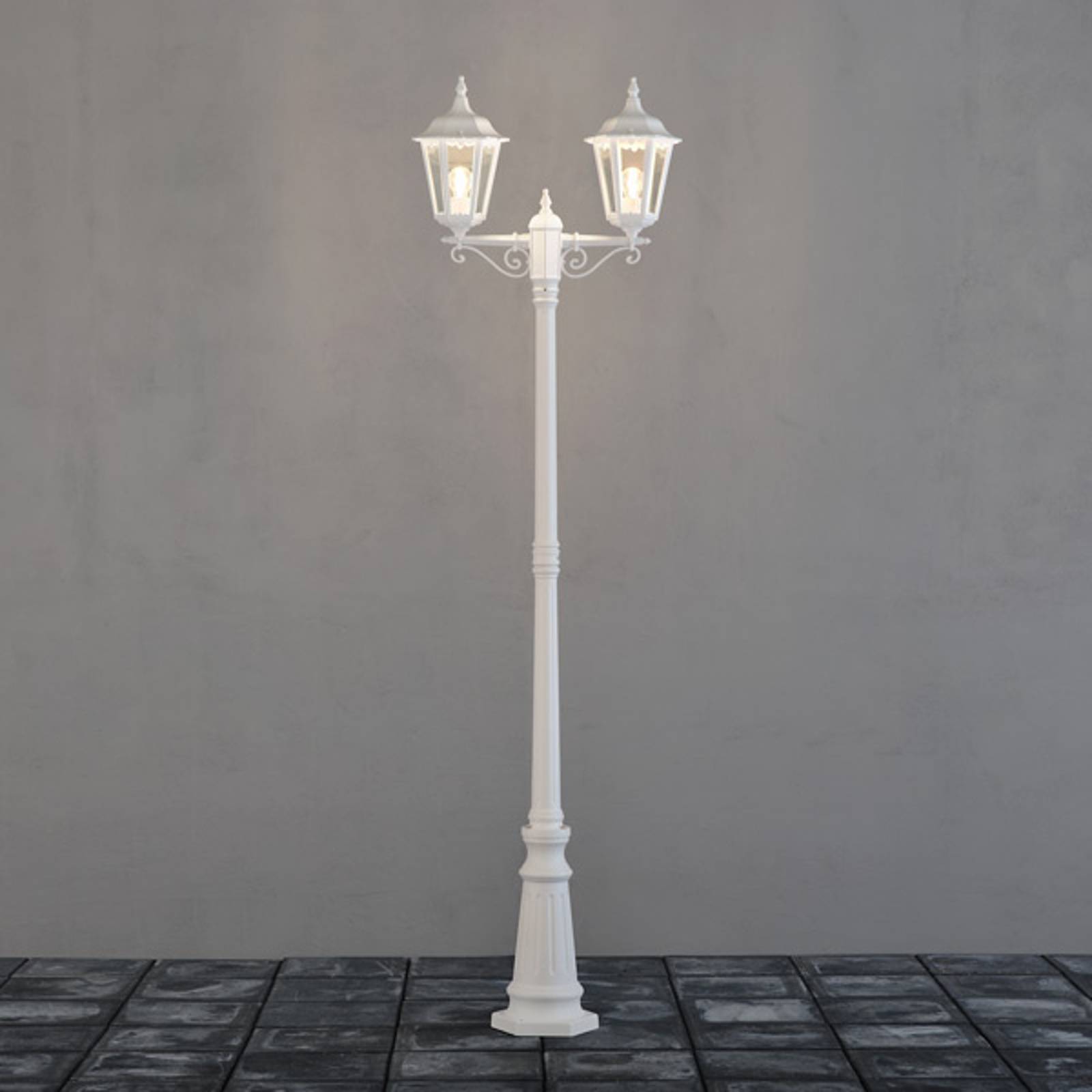 Lyktstolpe Firenze, 2 lampor, vit