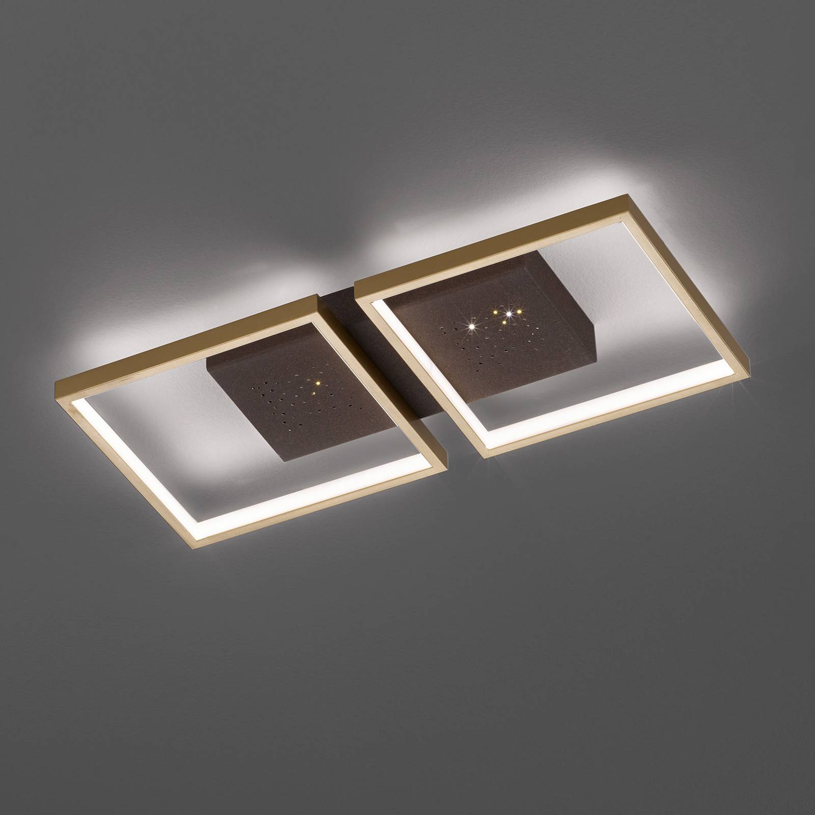 LED-taklampa Pix, brun, 2 lampor 54x25cm