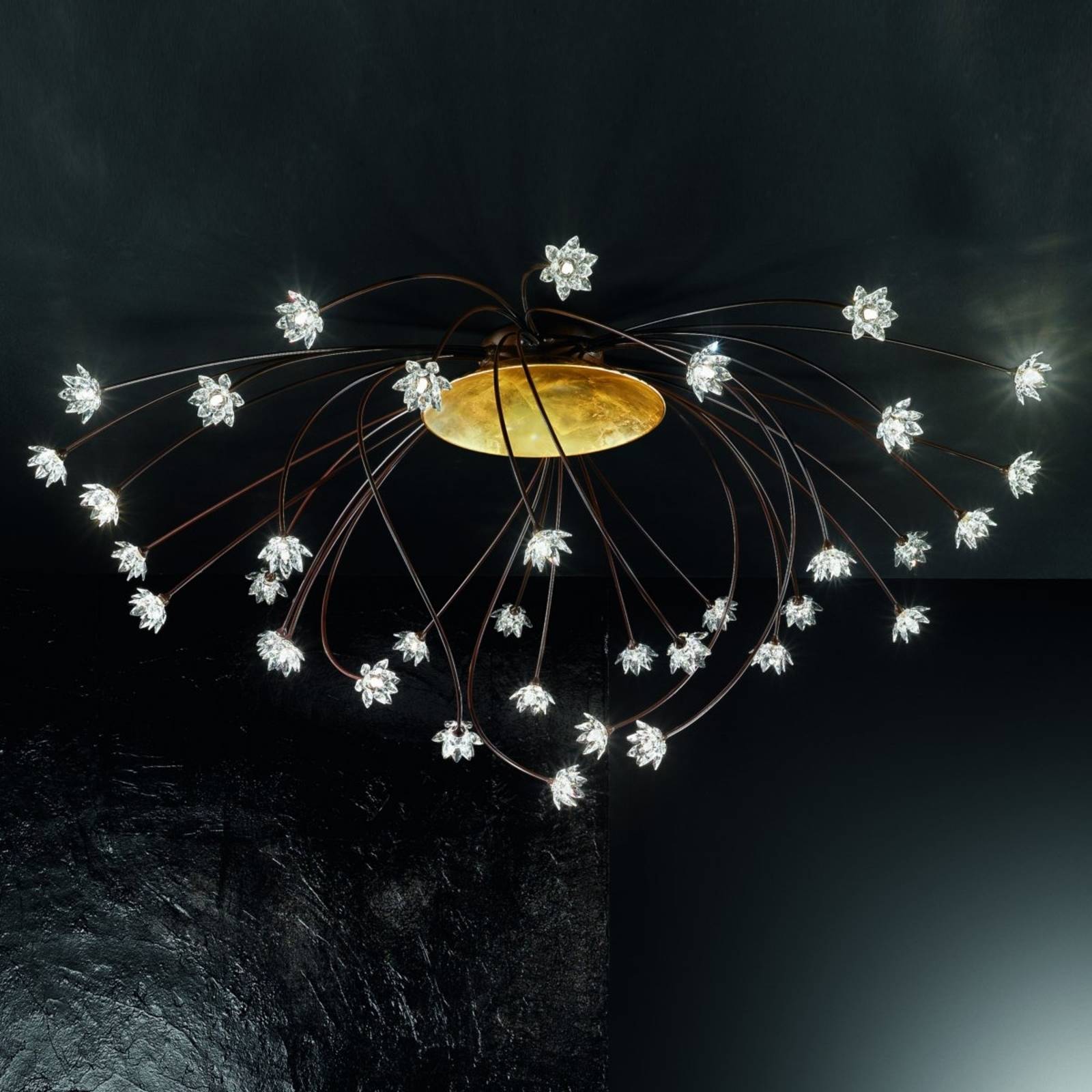 Imponerande kristall-taklampa Fiorella, 190 cm