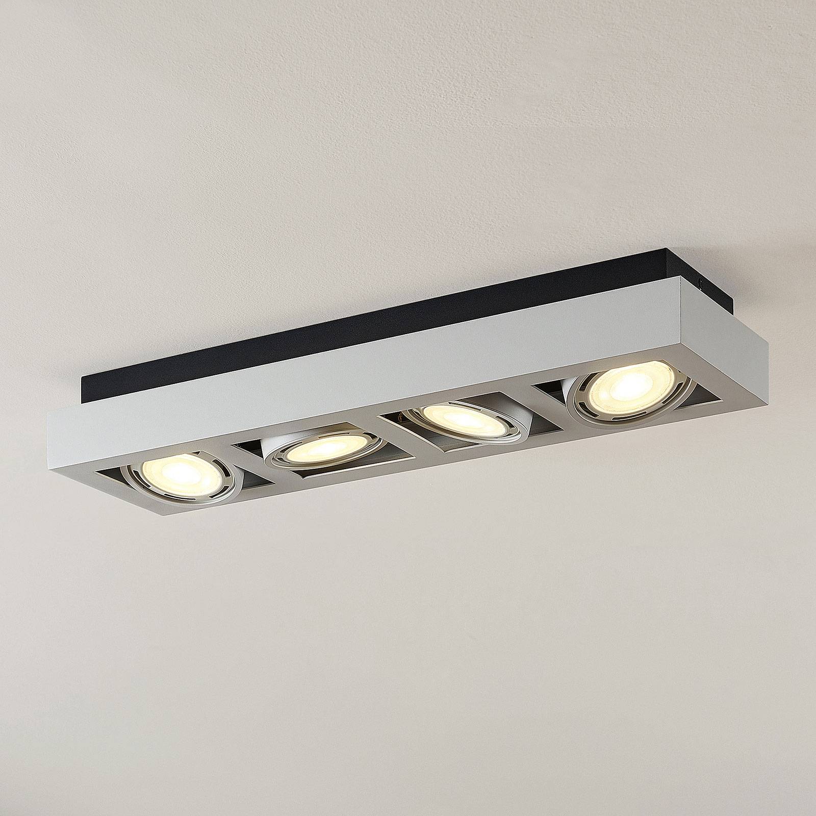 LED-takspotlight Ronka, 4 lampor, lång, vit