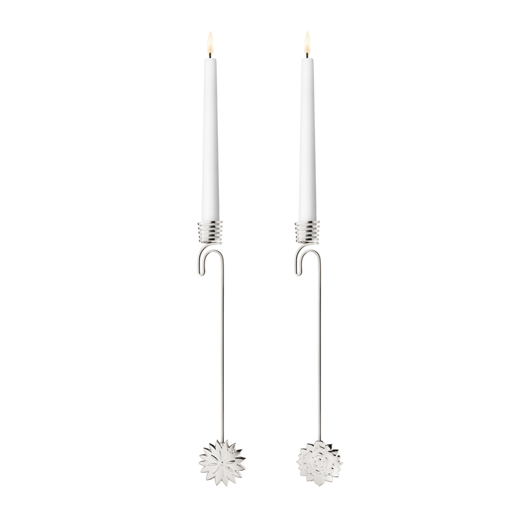 Georg Jensen - 2020 Ljushållare Set Isnejlika & Isrosett Palladium