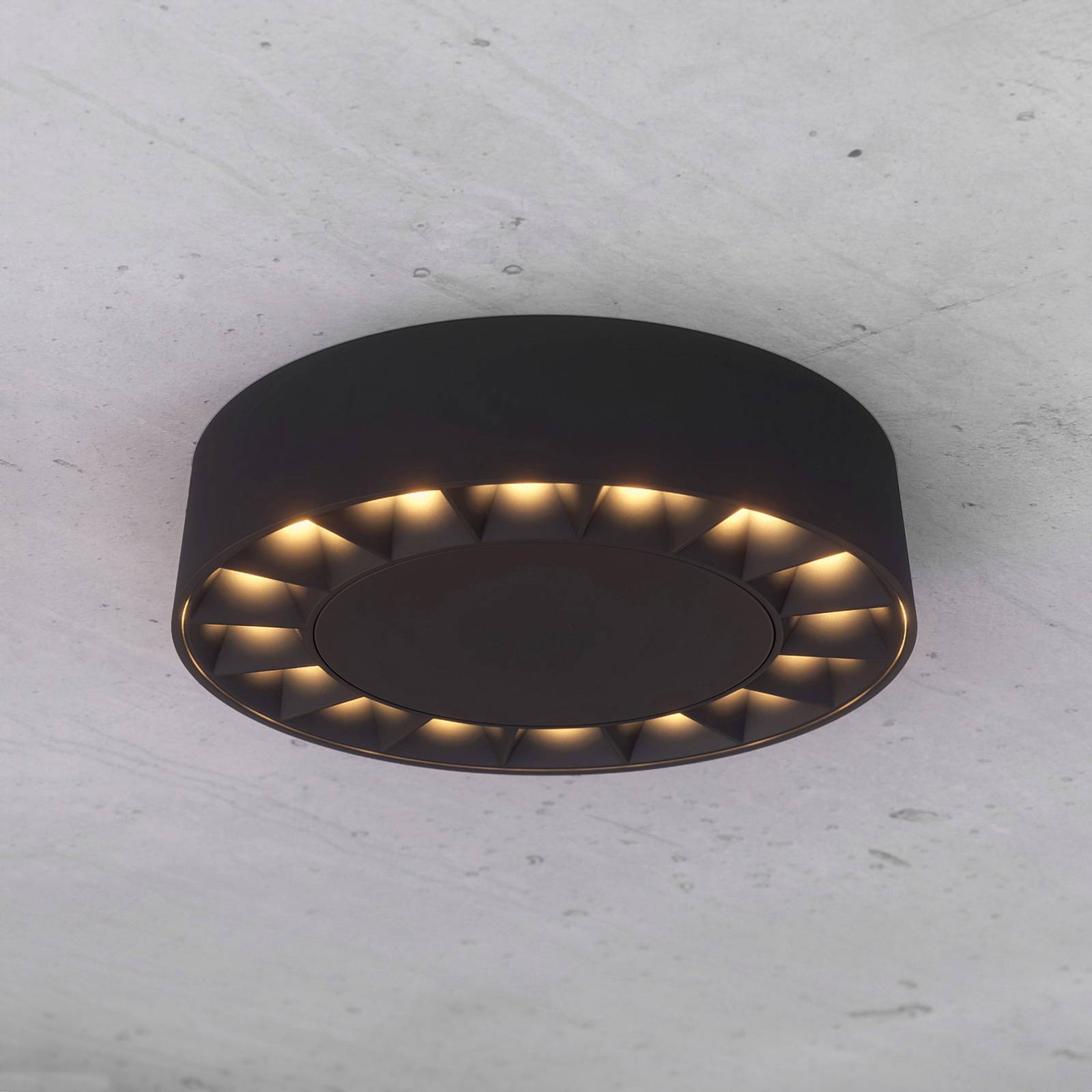 Lucande LED-utomhustaklampa Kelissa svart rund
