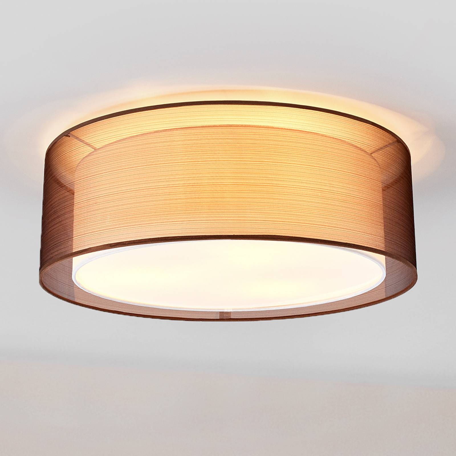 Textil-taklampa Nica i brunt