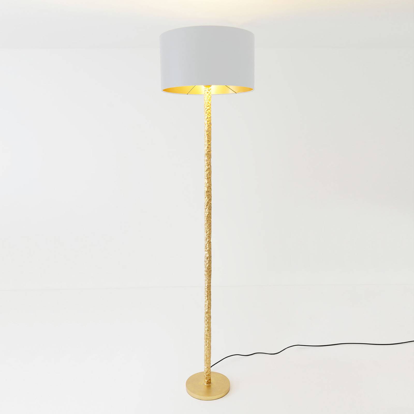 Golvlampa Cancelliere Rotonda siden vit/guld