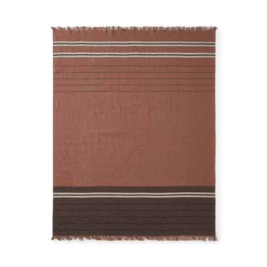 Pläd Linen Stripe 130x170cm Linne Rost