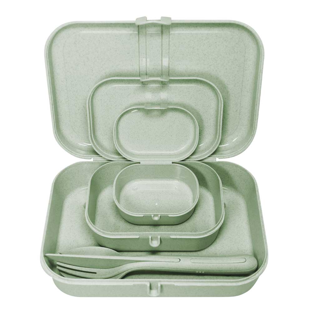Koziol - Pascal Ready Matlåda 3-pack + Bestick Grön